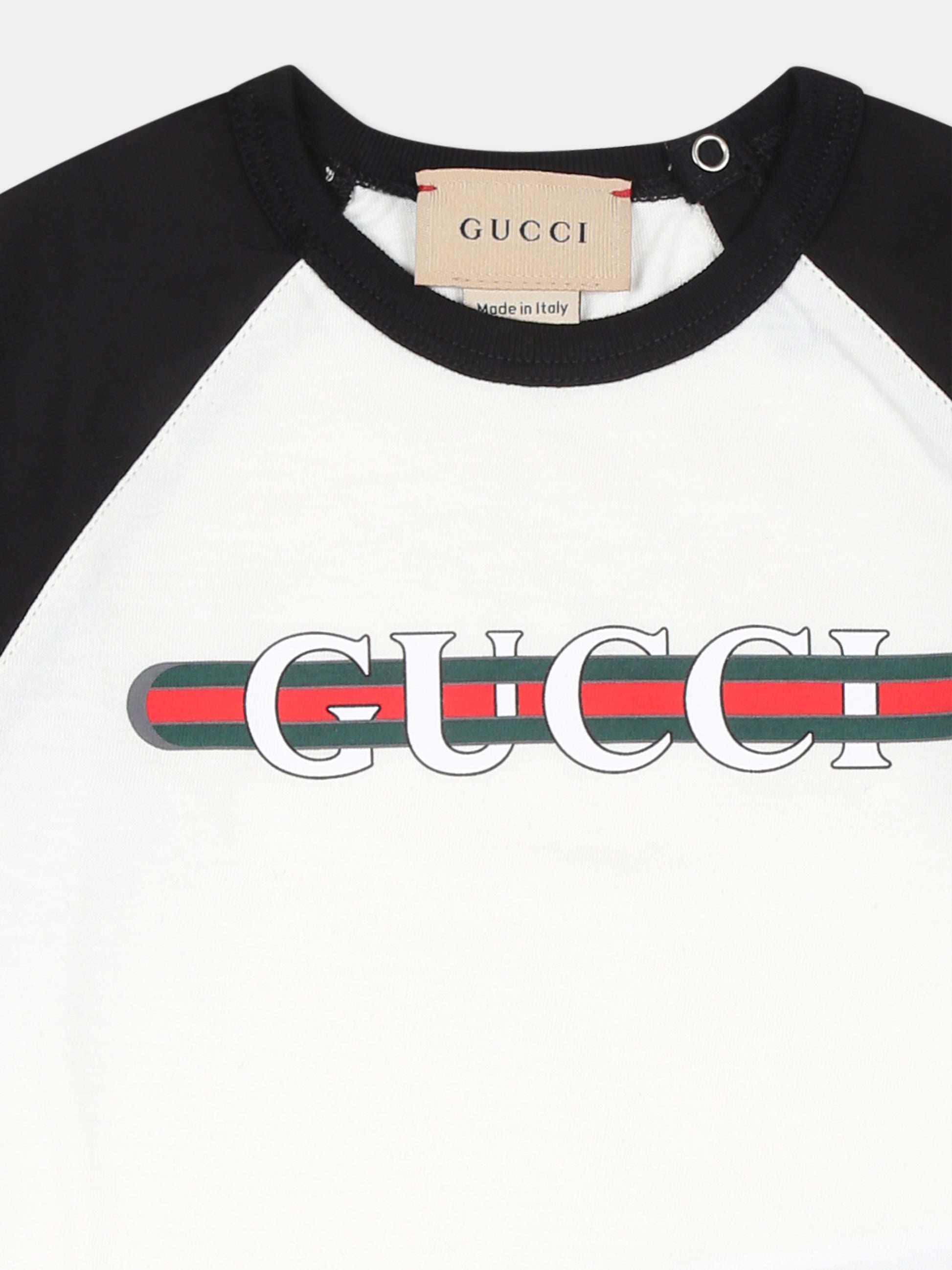 T-shirt bianca per neonato con logo,Gucci Kids,757858 XJGPI 9034