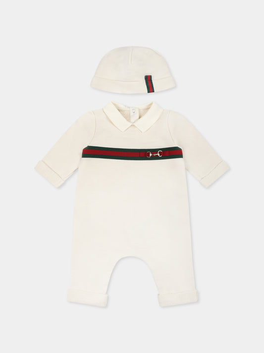 Set tutina avorio per neonati con GG,Gucci Kids,787374 XJGPC 9692