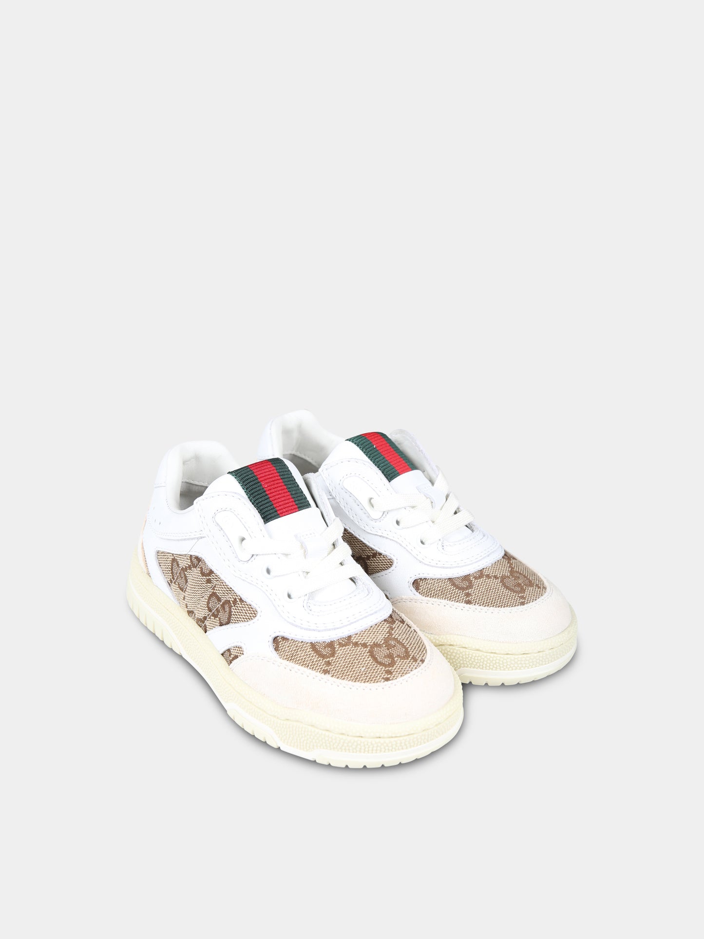 Sneakers Re Web bianche per bambini con logo,Gucci Kids,795814 AADOW 9555