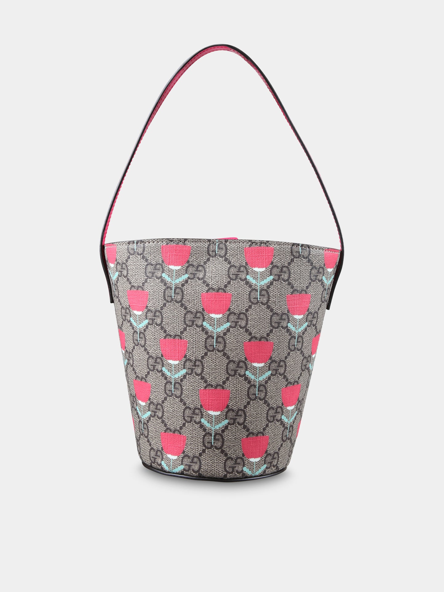 Borsa beige per bambina con GG e fiori,Gucci Kids,752356 FADK8 9777