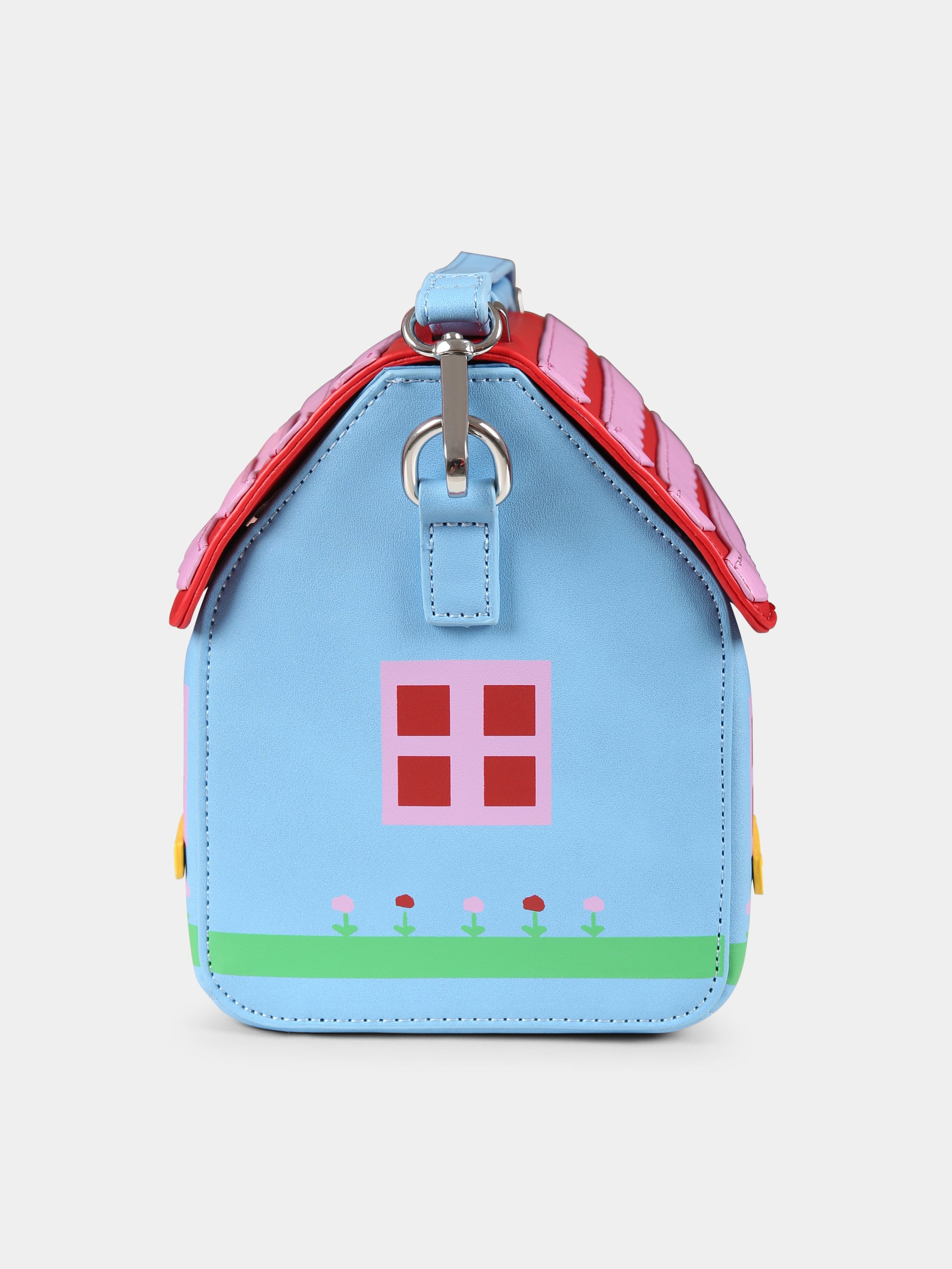 Borsa celeste per bambina con casa,Stella Mccartney Kids,TV0B38 Z2429 999