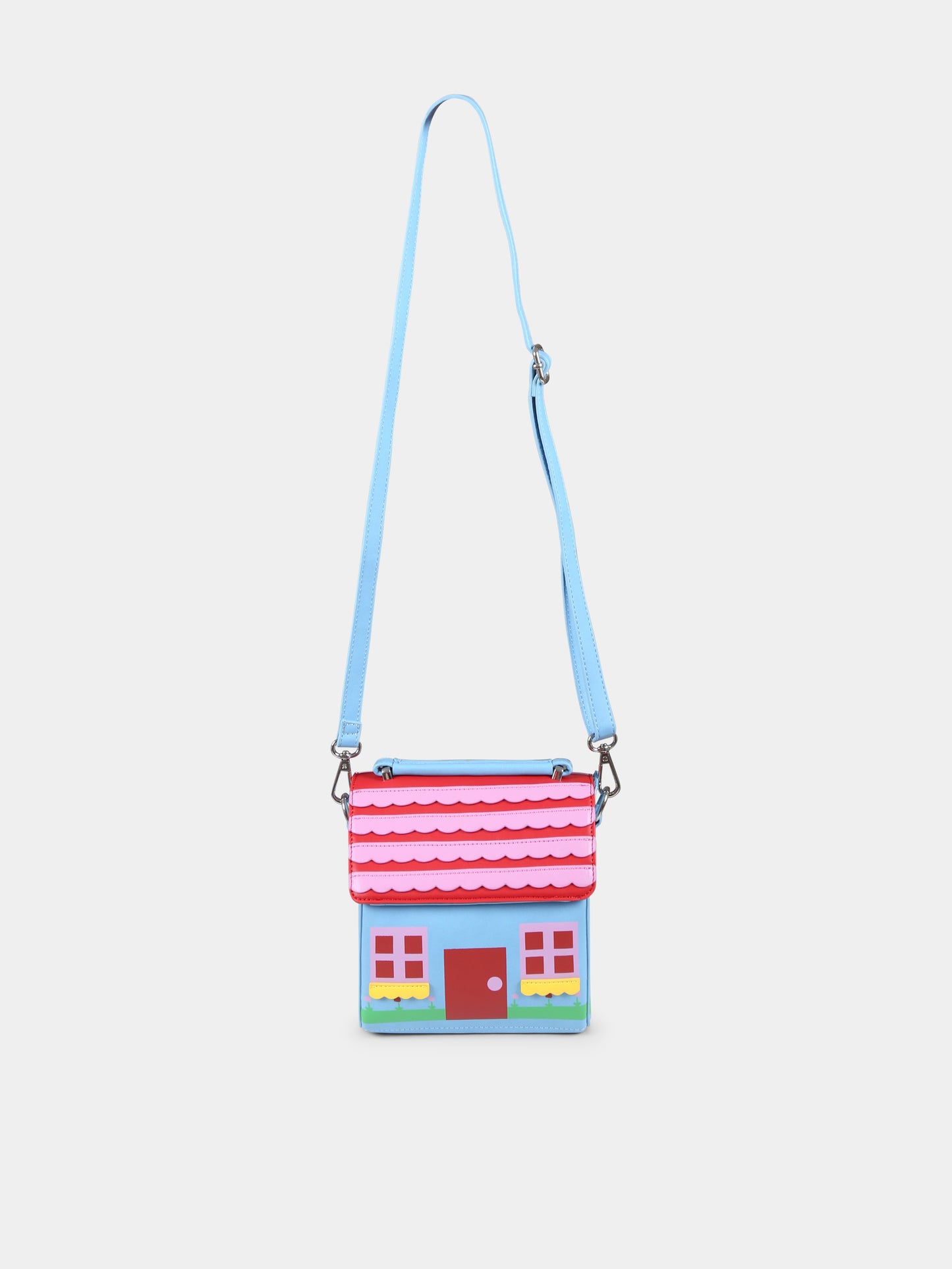 Borsa celeste per bambina con casa,Stella Mccartney Kids,TV0B38 Z2429 999