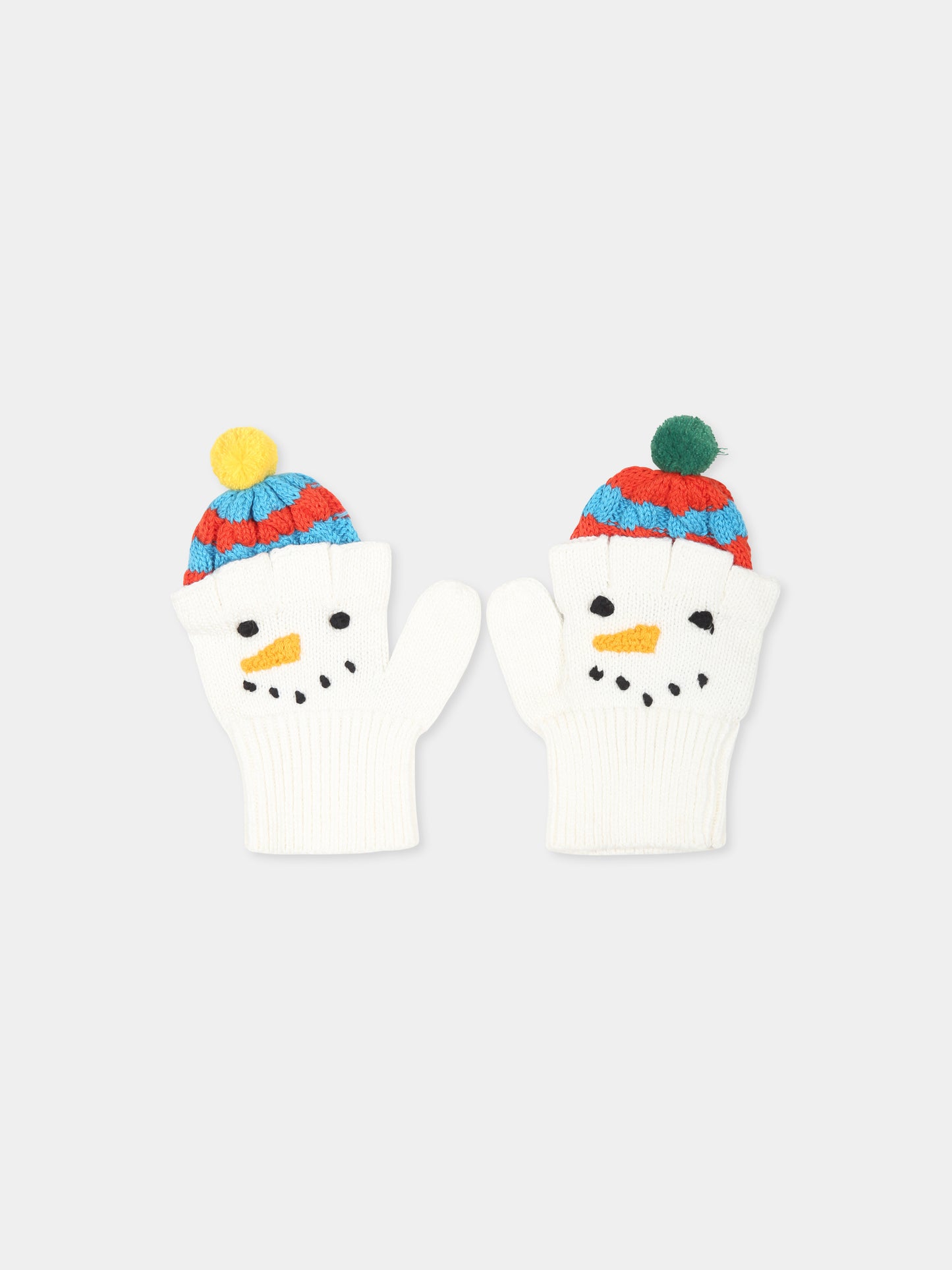 Guanti avorio per bambini con pupazzo di neve,Stella Mccartney Kids,TV0P49 Z1528 101