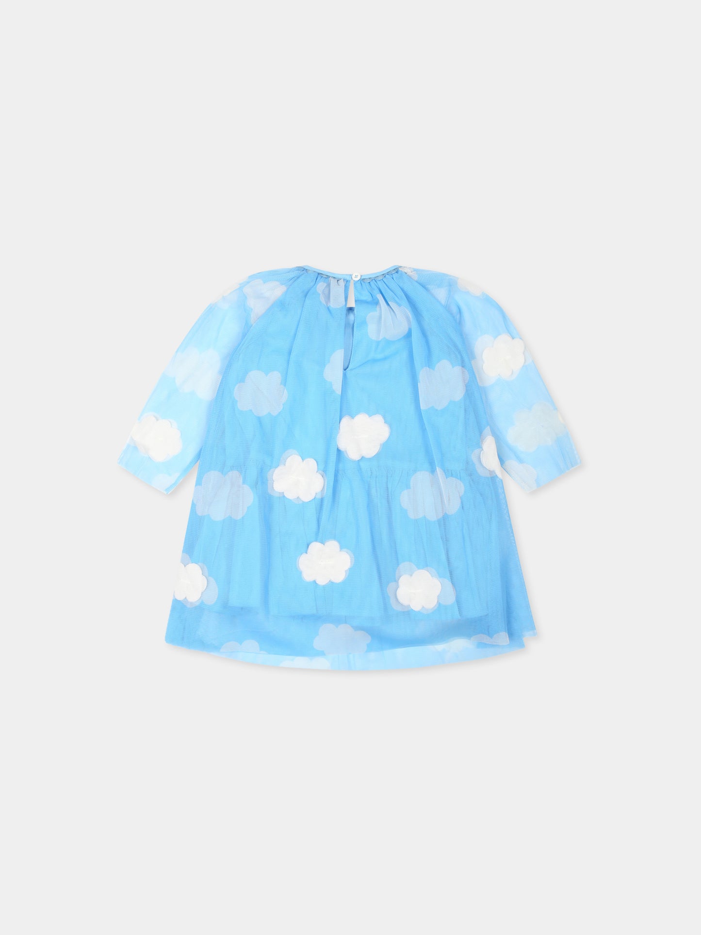 Vestito azzurro per neonata con nuvole,Stella Mccartney Kids,TV1110 Z2108 630BC