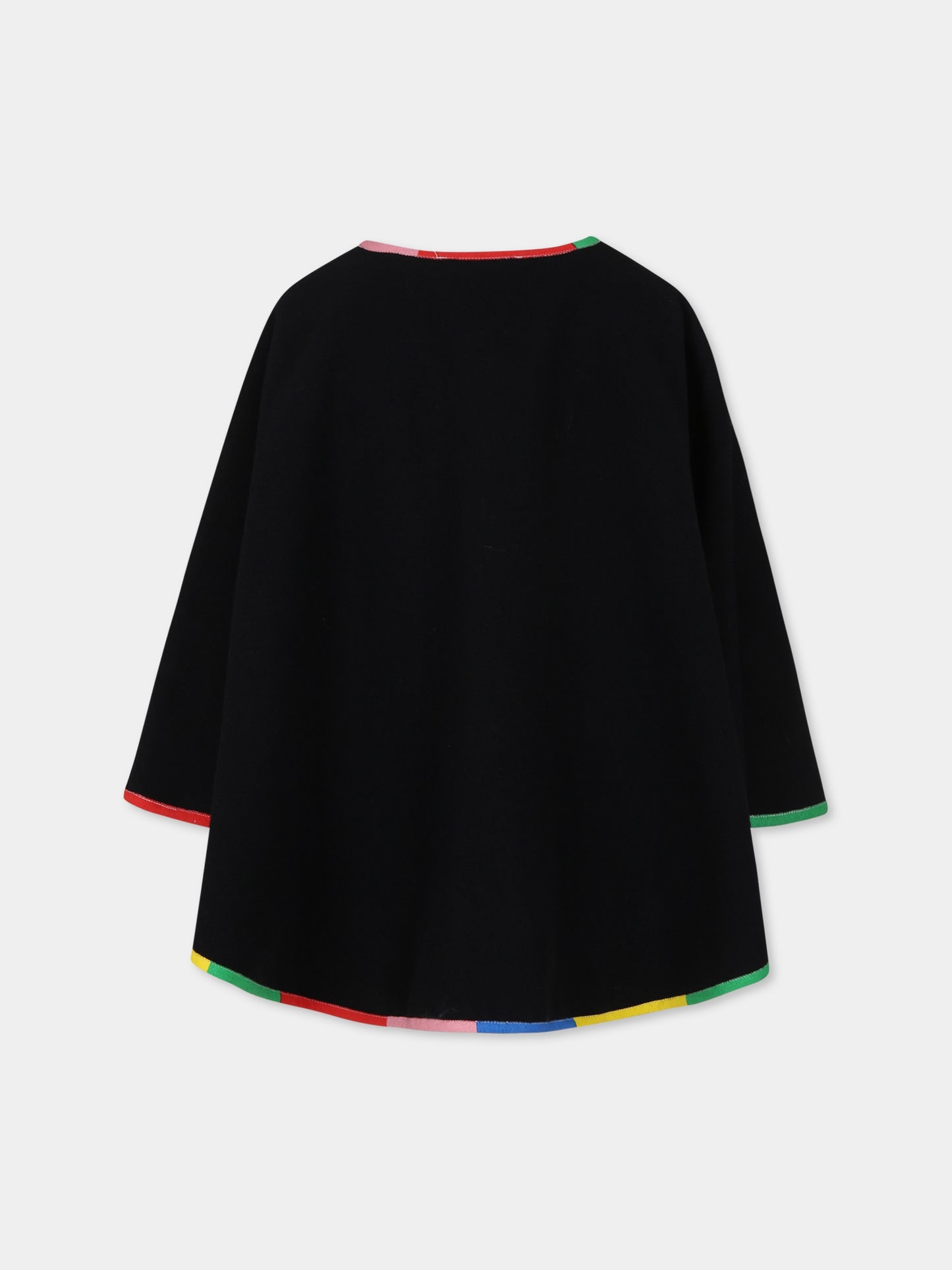 Black cape for girl with pom poms