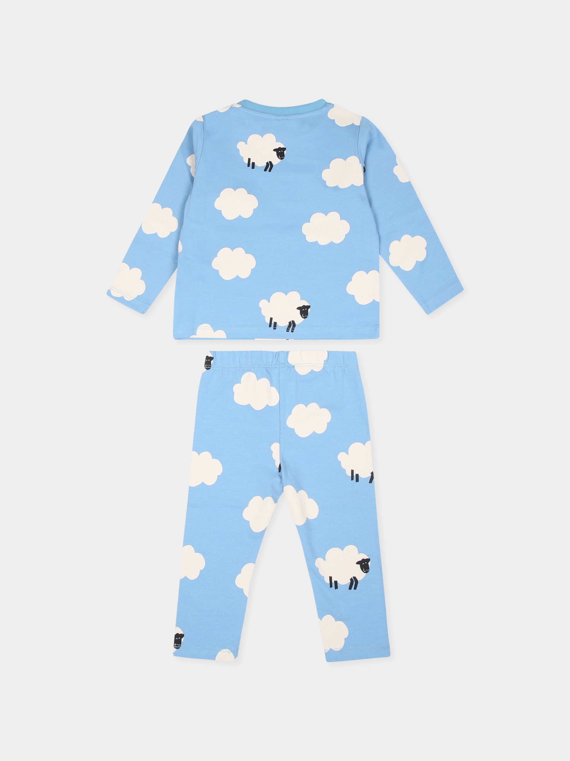 Completo celeste per neonati con stampa nuvole e pecore,Stella Mccartney Kids,TV3080 Z2019 630MC