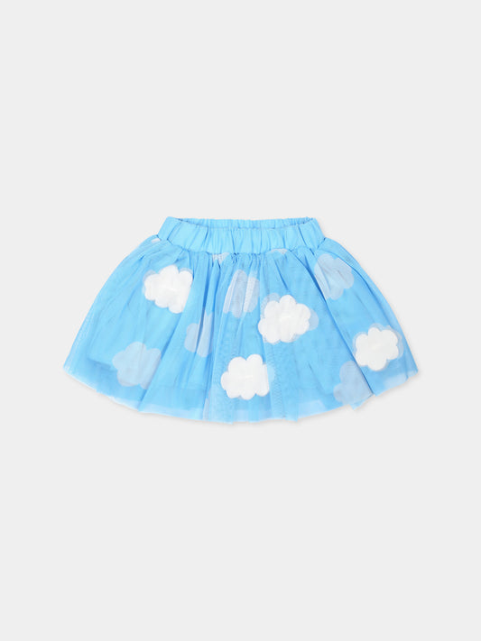 Gonna azzurra per neonata con nuvole,Stella Mccartney Kids,TV7021 Z2108 630BC