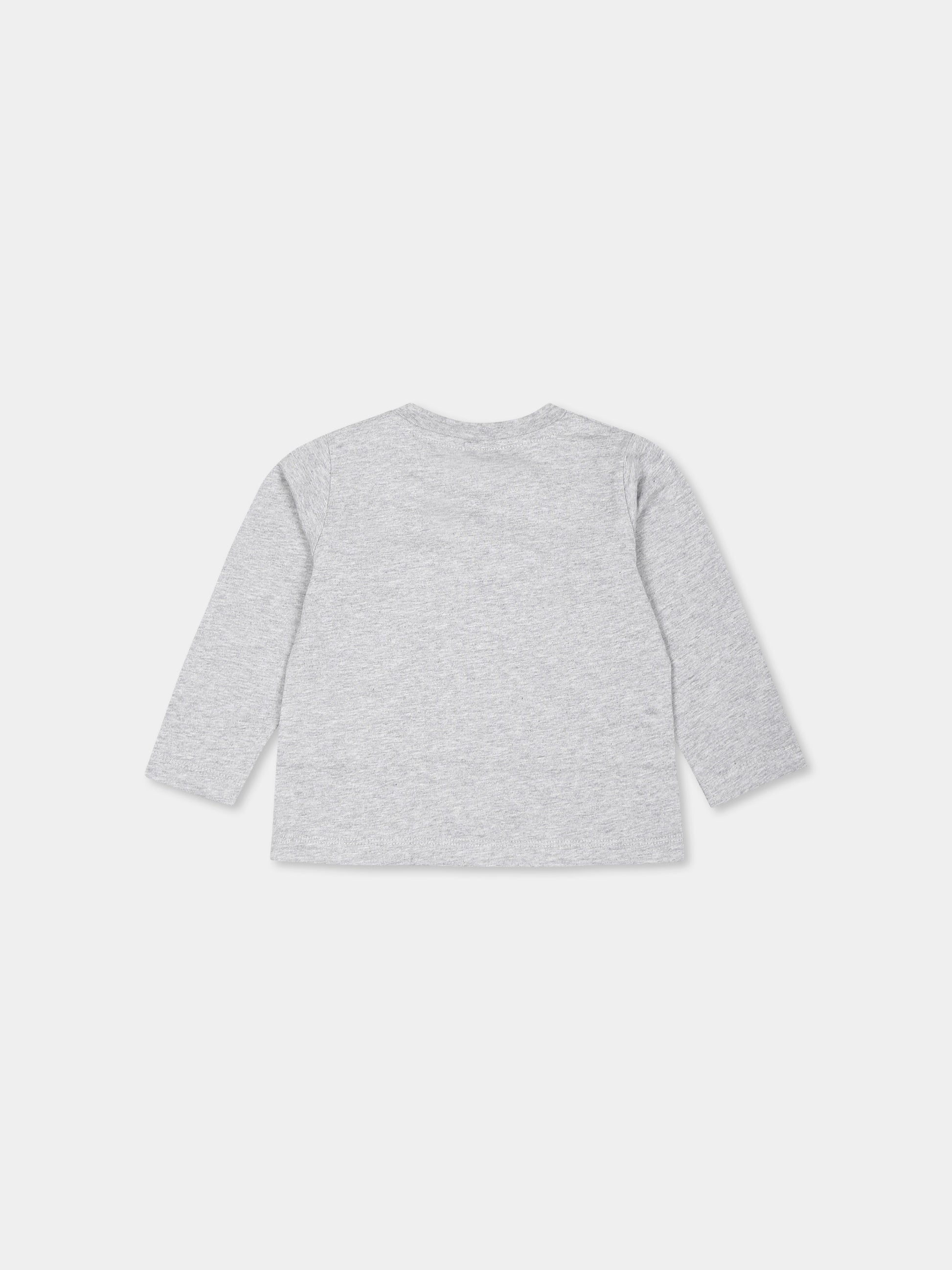 T-shirt grigia per neonati con stampa mucca,Stella Mccartney Kids,TV8590 Z0434 807