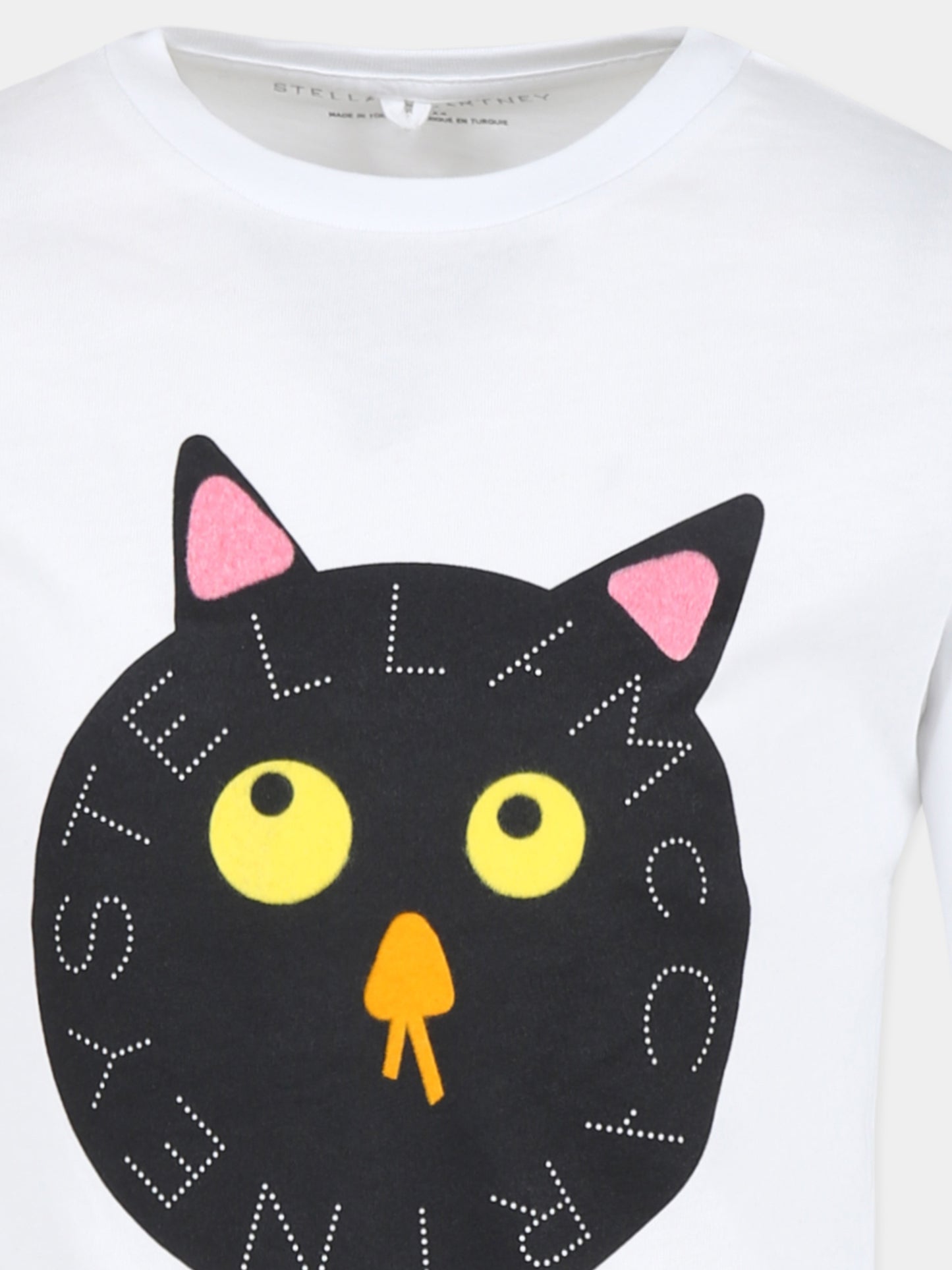 T-shirt bianca per bambino con stampa gatto,Stella Mccartney Kids,TV8D00 Z0434 100