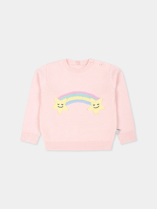 Maglione rosa per neonata con arcobaleno,Stella Mccartney Kids,TV9060 Z2423 508