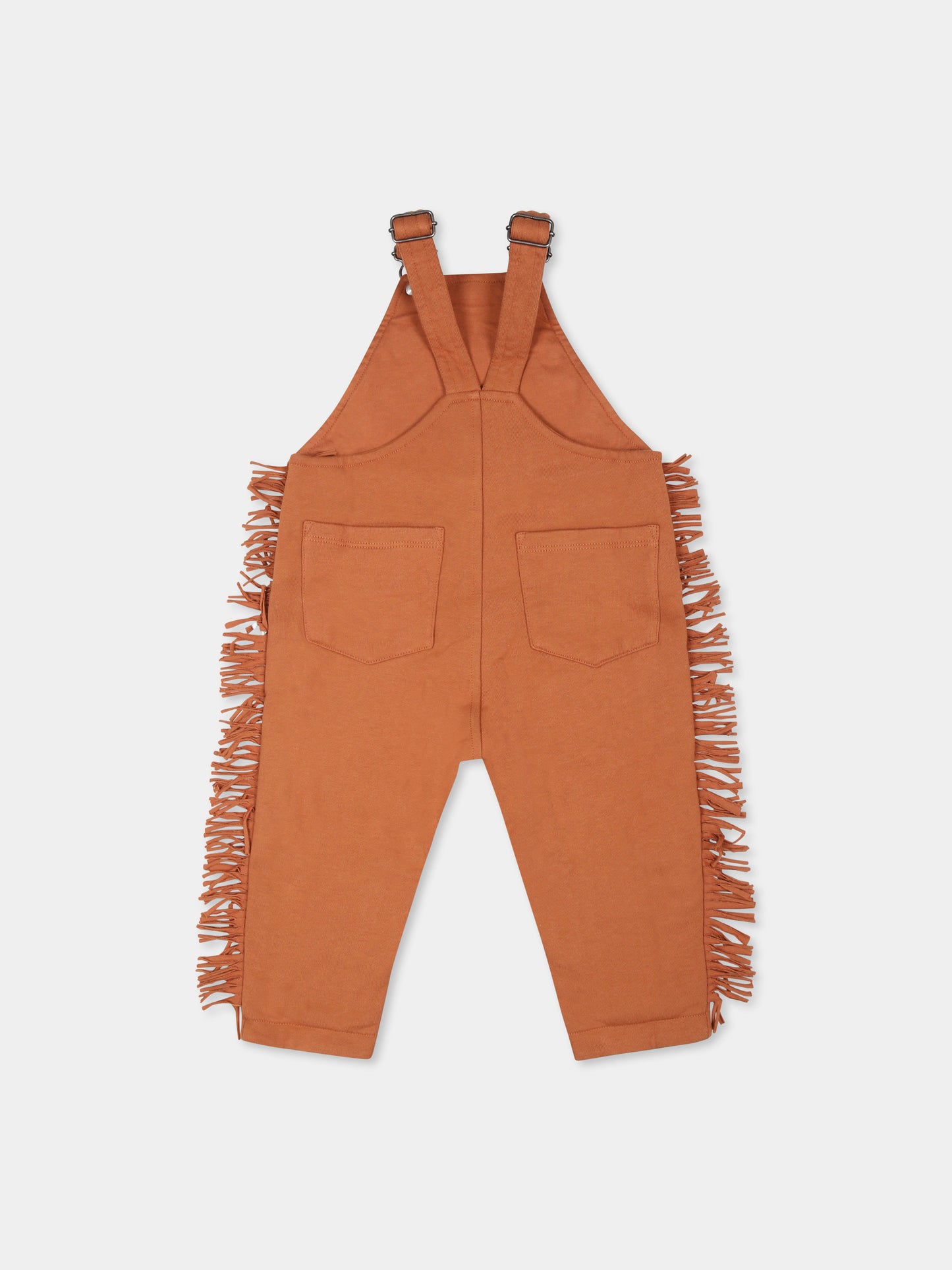 Salopette marrone per neonato con cavallo e frange,Stella Mccartney Kids,TVA522 Z0453 317