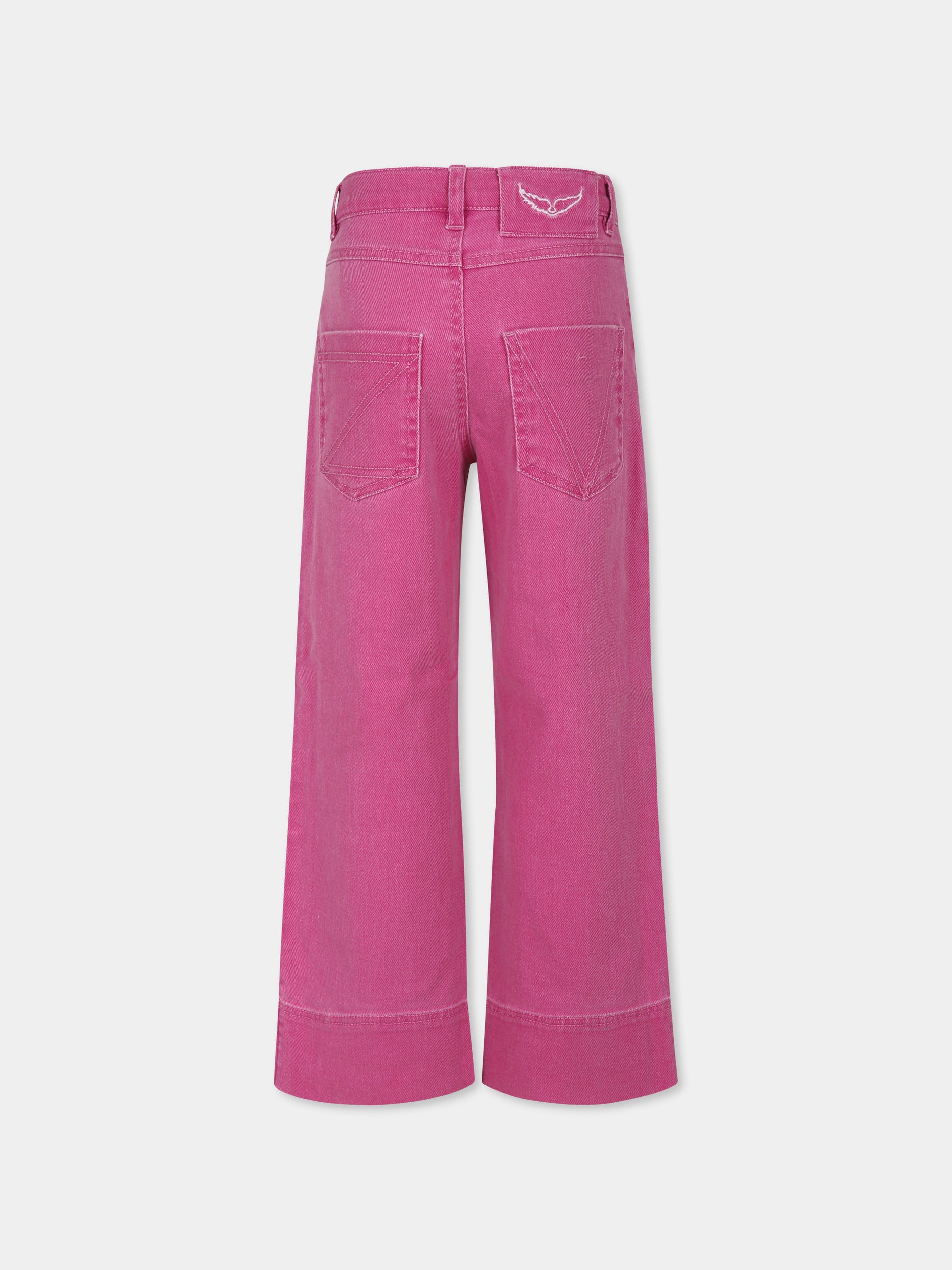 Jeans fucsia per bambina con logo,Zadig & Voltaire Kids,X60200 49E