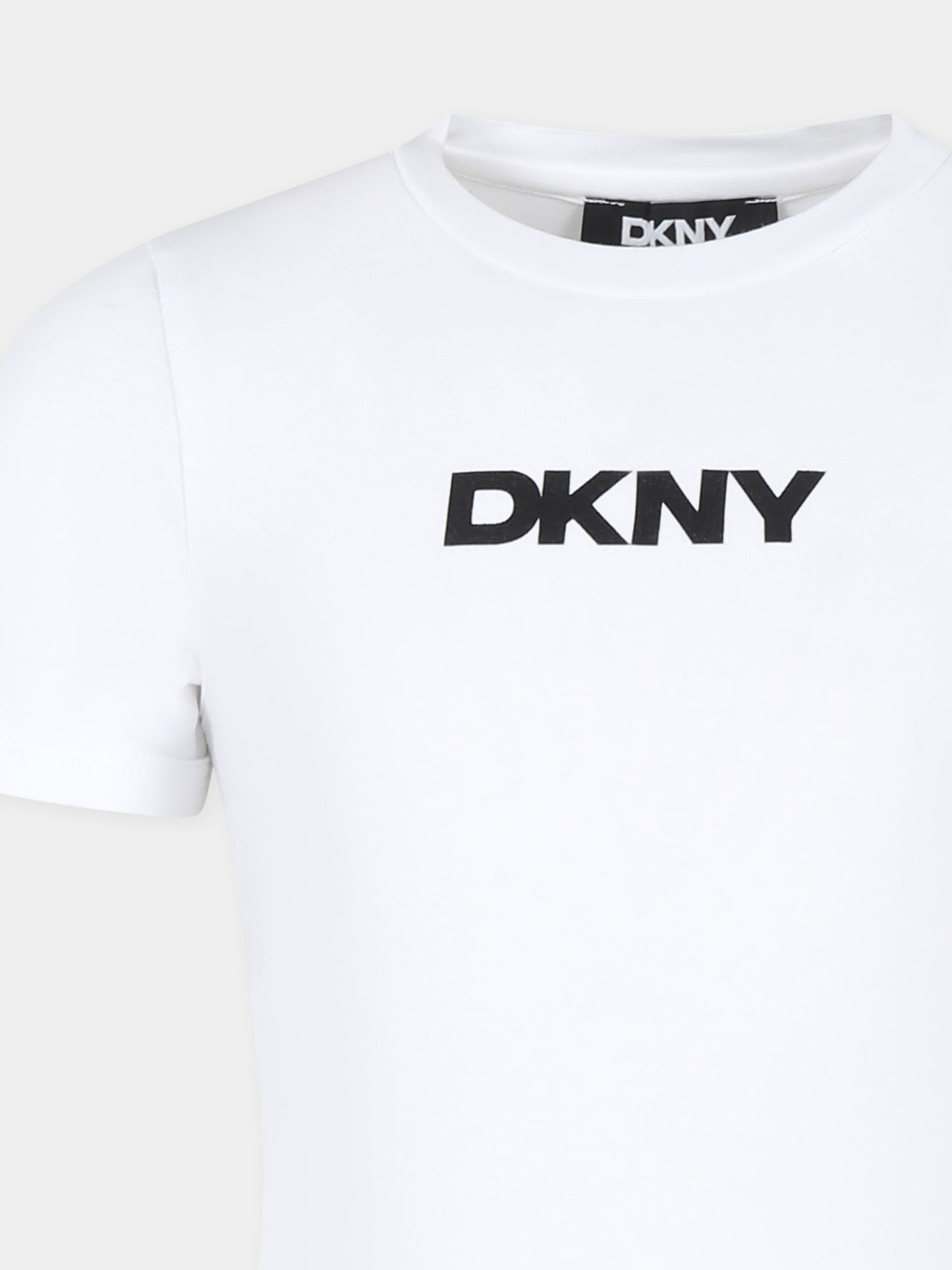 T-shirt bianca per bambina con logo,Dkny,D62036 10P