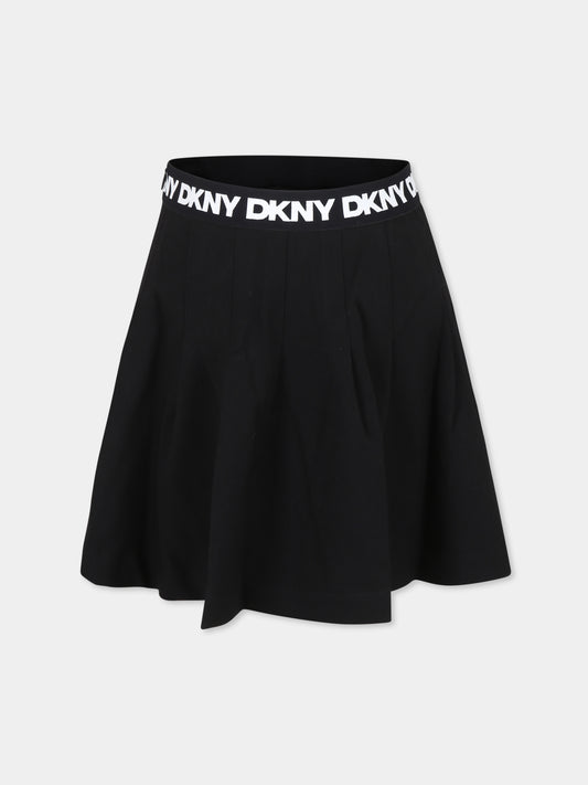 Gonna nera per bambina con logo,Dkny,D60214 09B