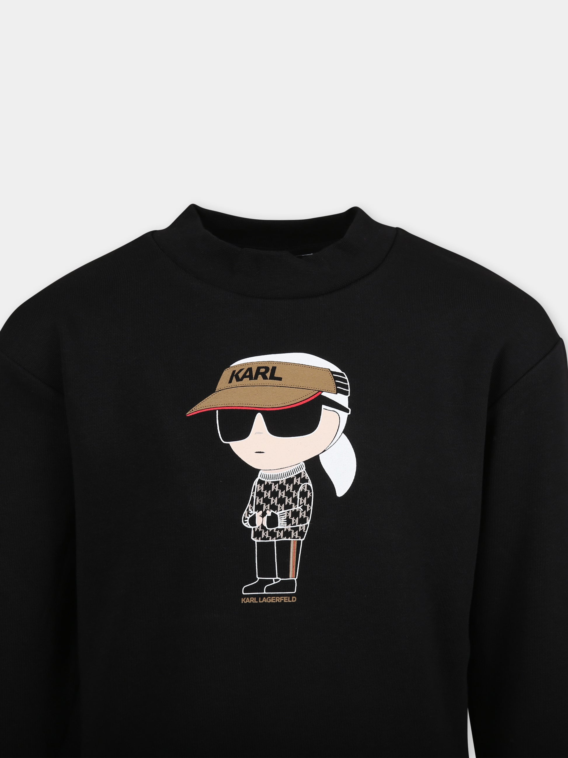 Felpa nera per bambino con stampa Karl,Karl Lagerfeld Kids,Z30252 09B