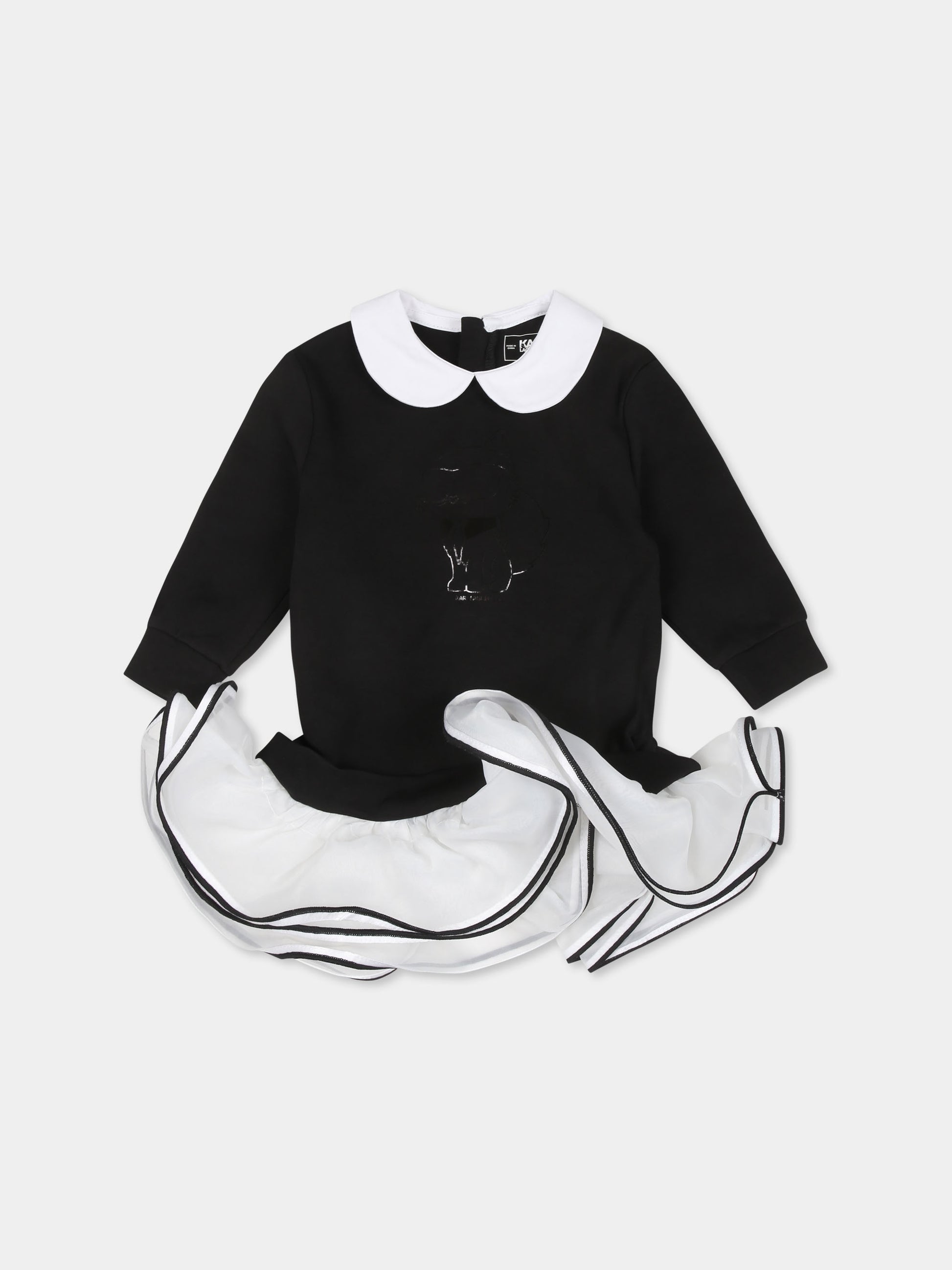 Vestito nero per neonata con Choupette,Karl Lagerfeld Kids,Z30276 09B