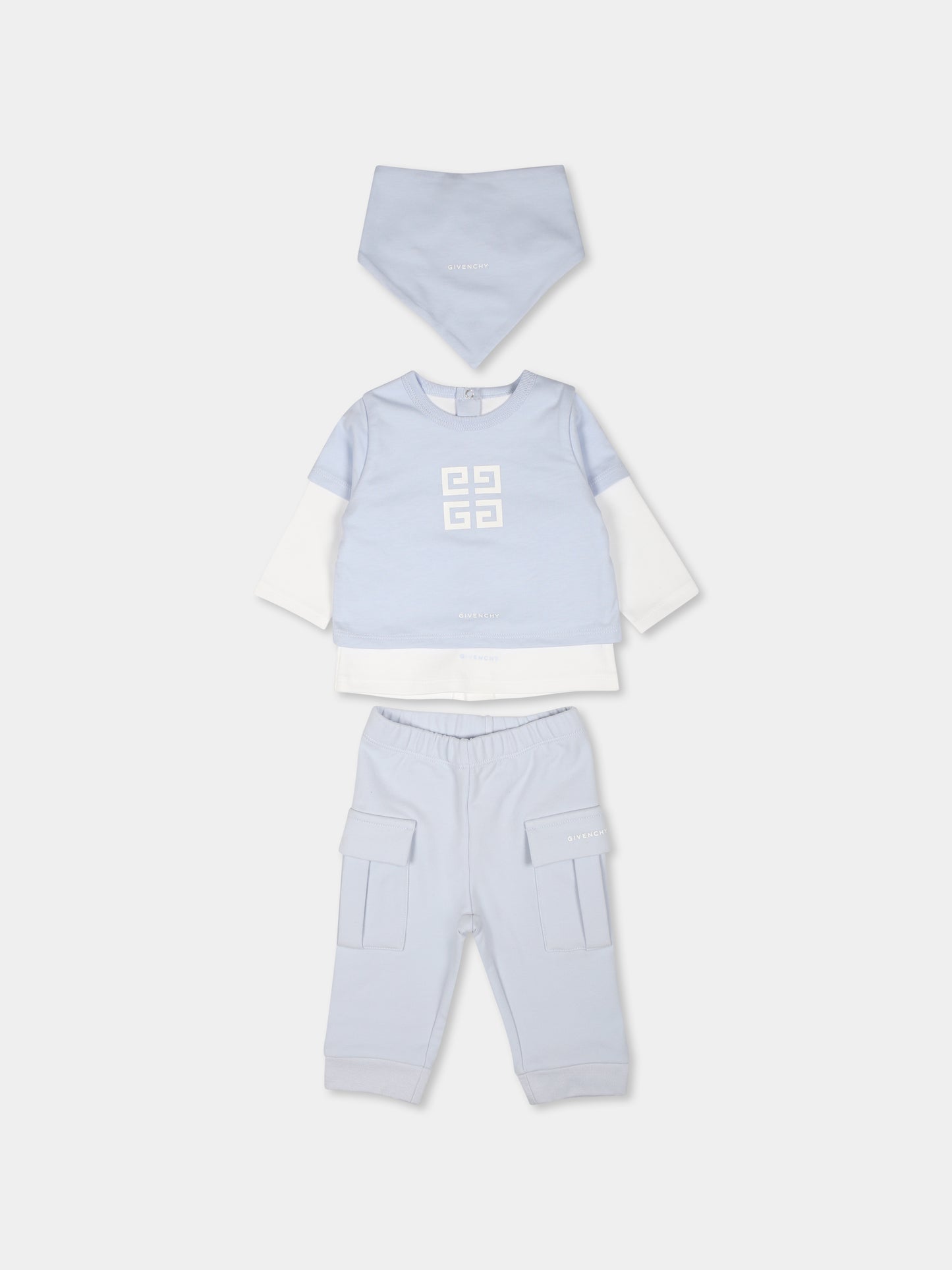 Completo nascita celeste per neonato con logo,Givenchy Kids,H30508 771