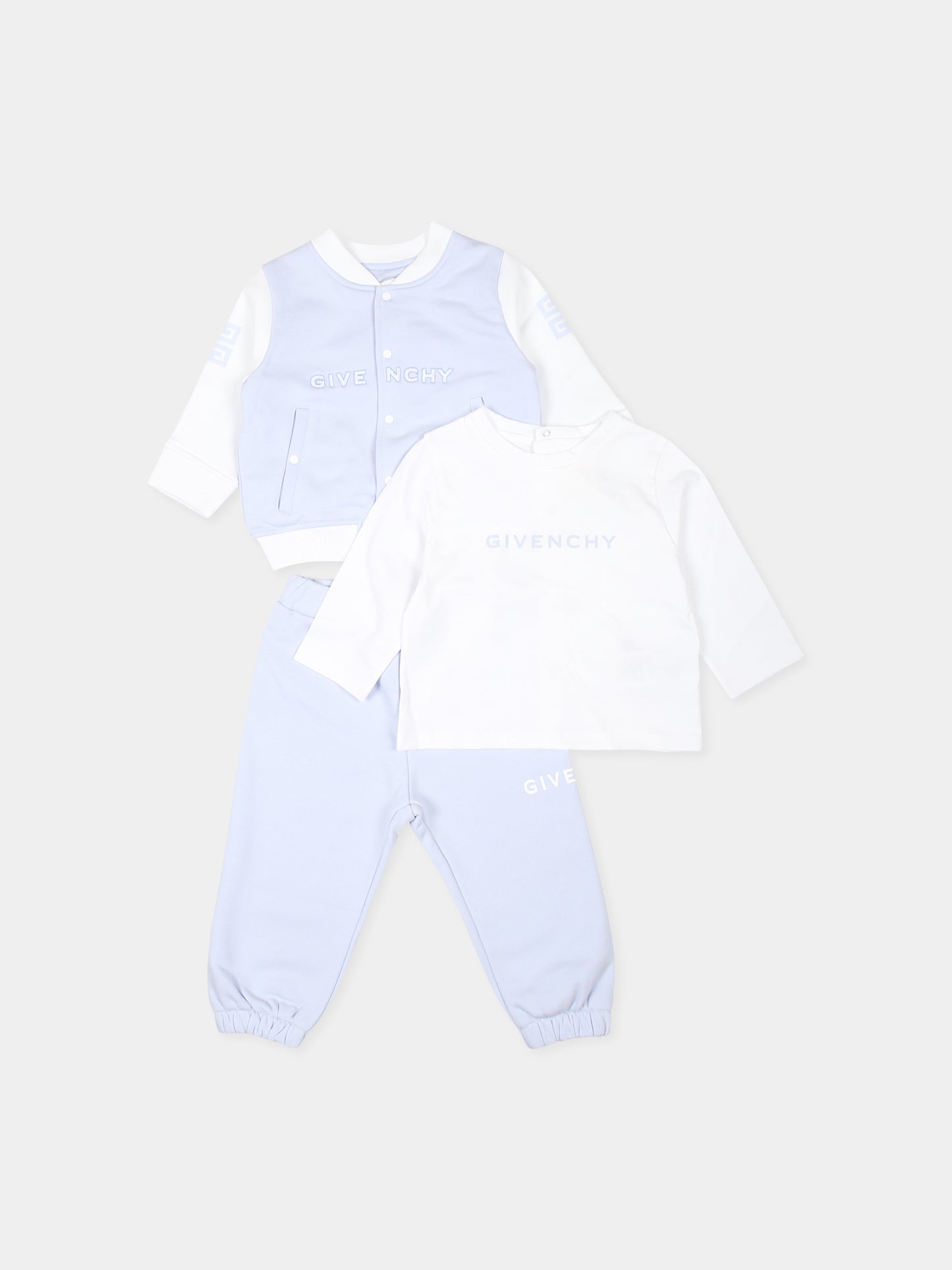 Completo celeste per neonato con logo,Givenchy Kids,H30571 771