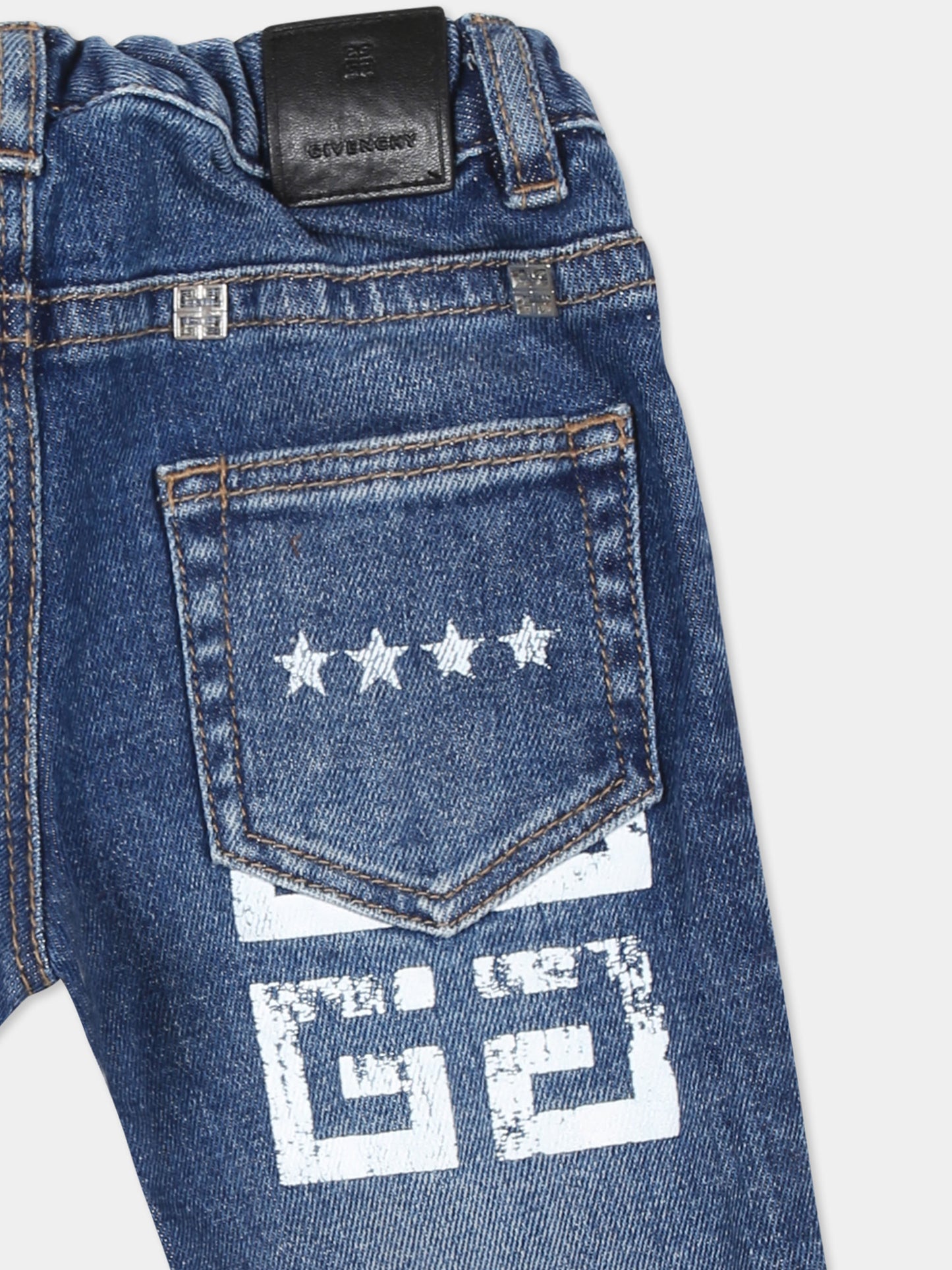 Jeans blu per neonati con motivo 4G e stelle,Givenchy Kids,H30464 Z10