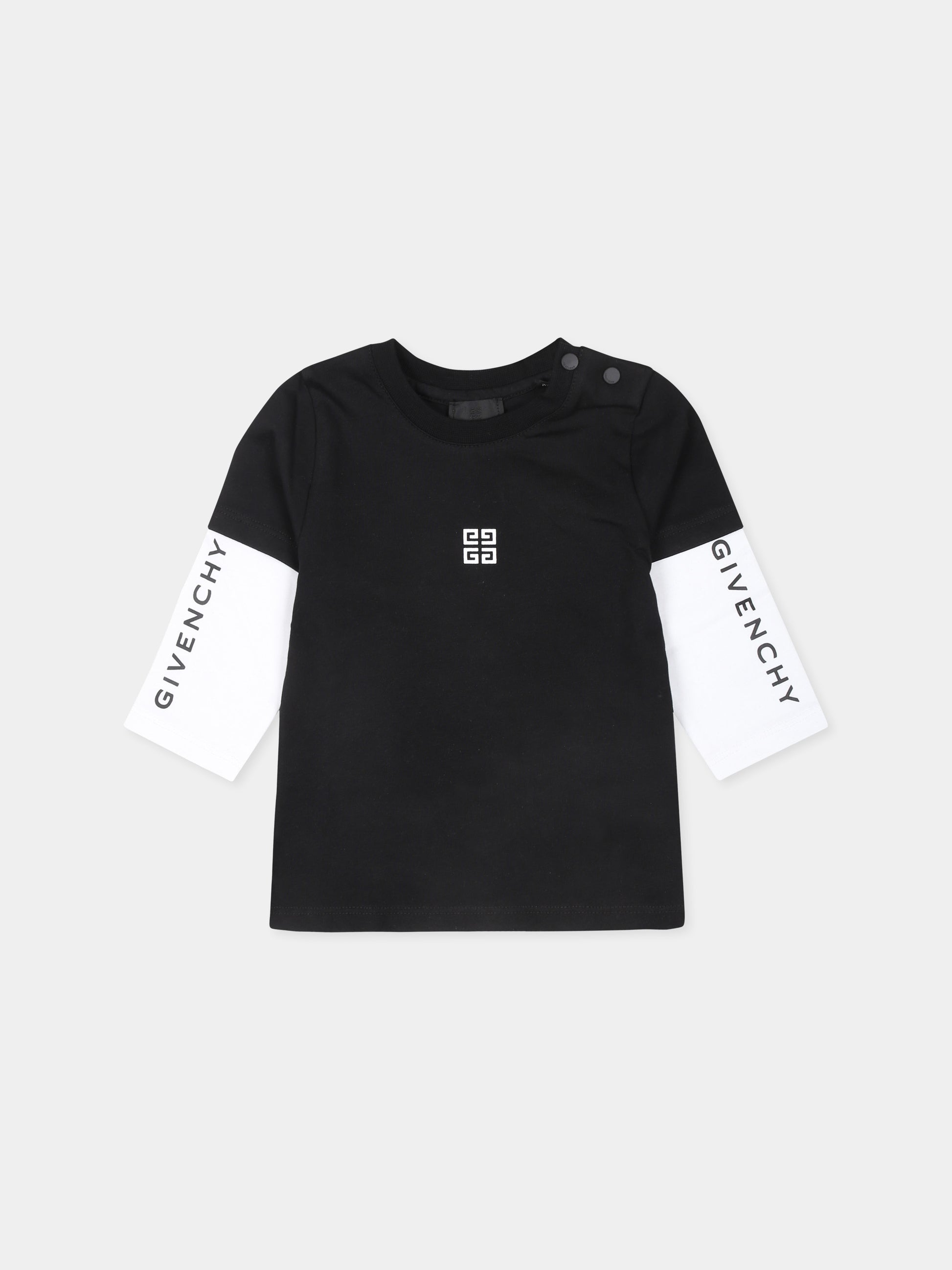 T-shirt nera per neonati con logo,Givenchy Kids,H30475 09B