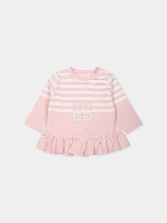 T-shirt rosa per neonata con iconico motivo 4G,Givenchy Kids,H30531 44Z