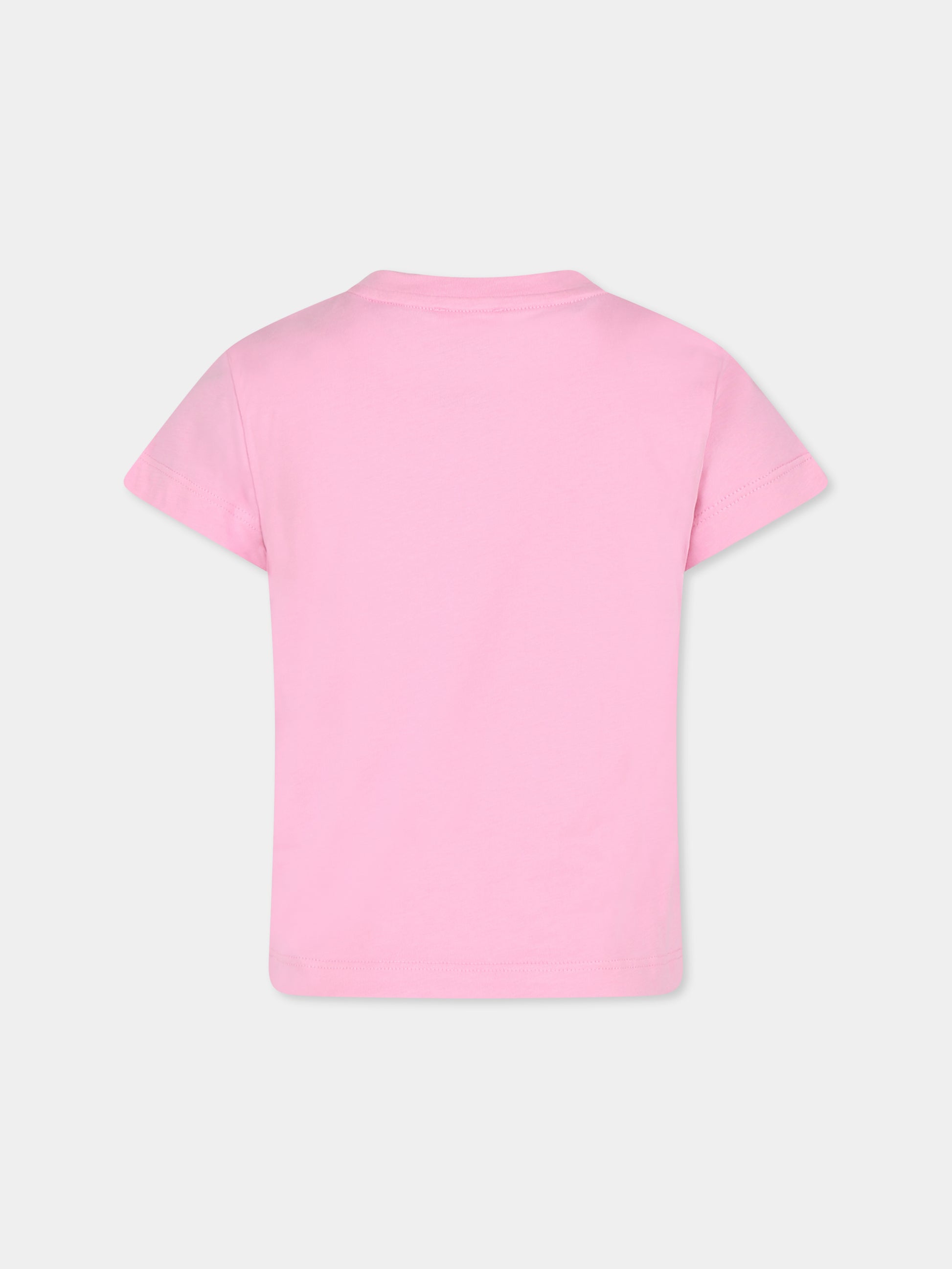 T-shirt rosa per bambina con logo e strass,Givenchy Kids,H30429 465