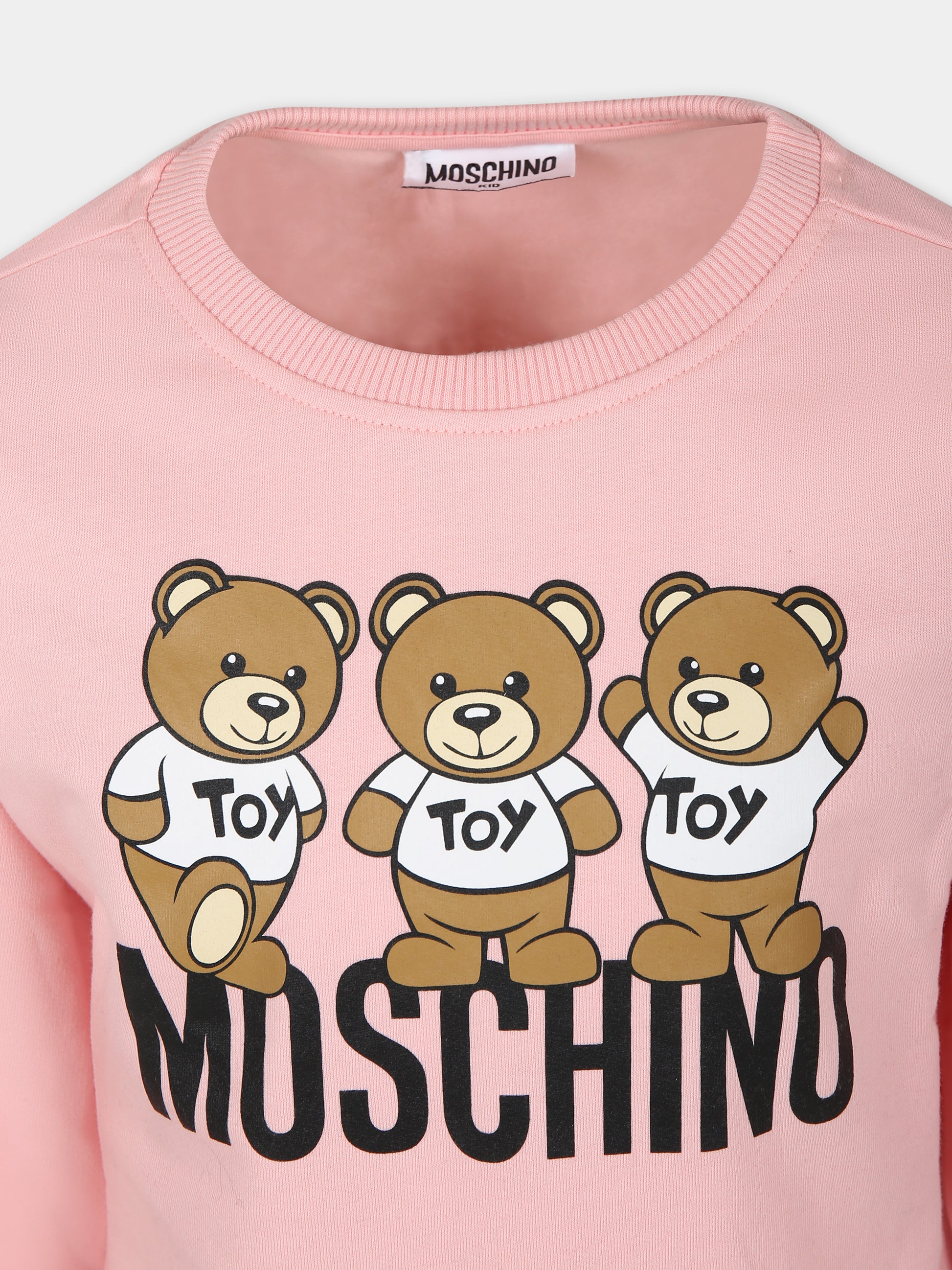 Vestito rosa per bambina con Teddy Bears e logo,Moschino Kids,HDV0DP LCA40 50209
