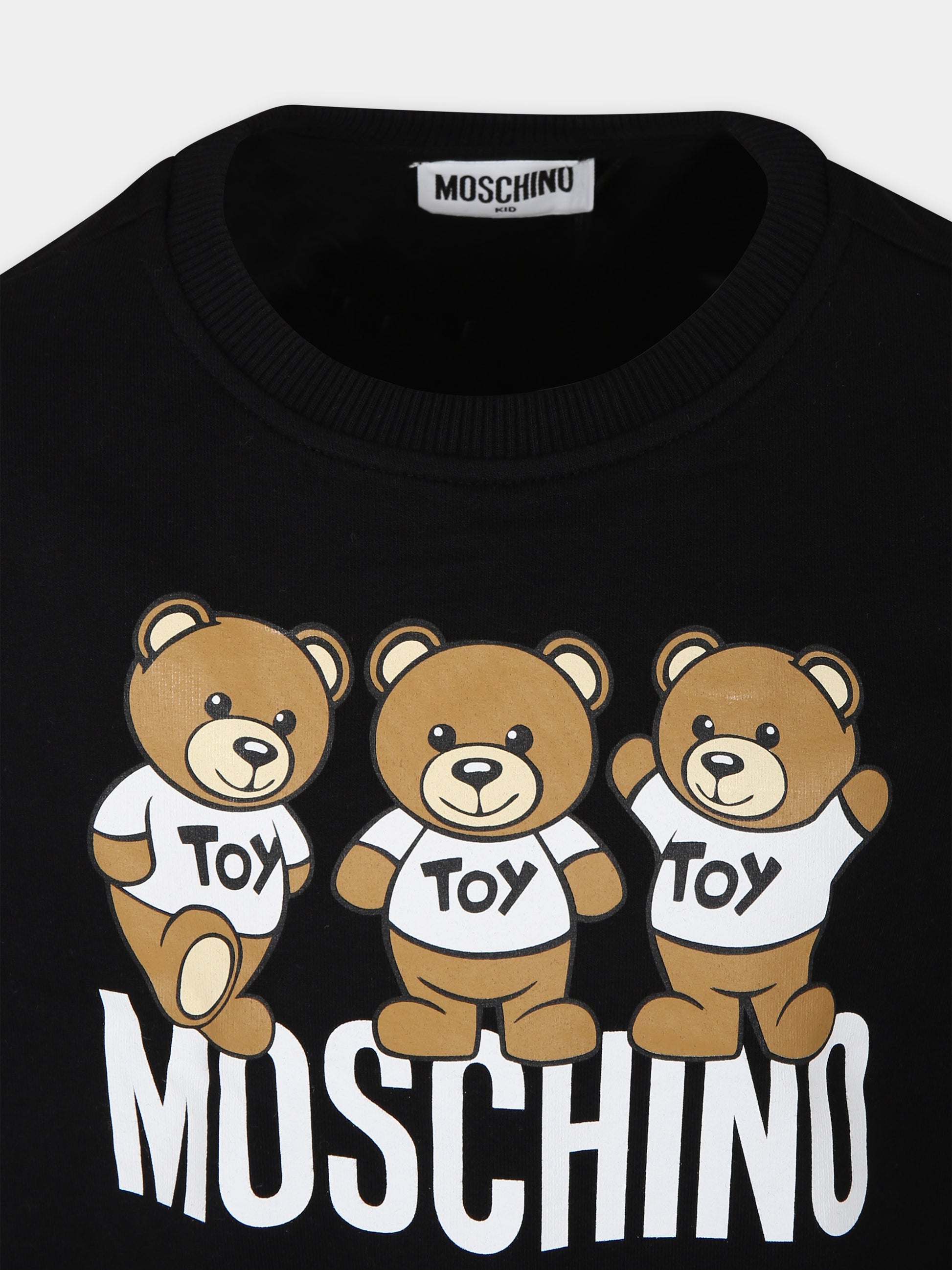 Vestito nero per bambina con Teddy Bears e logo,Moschino Kids,HDV0DP LCA40 60100