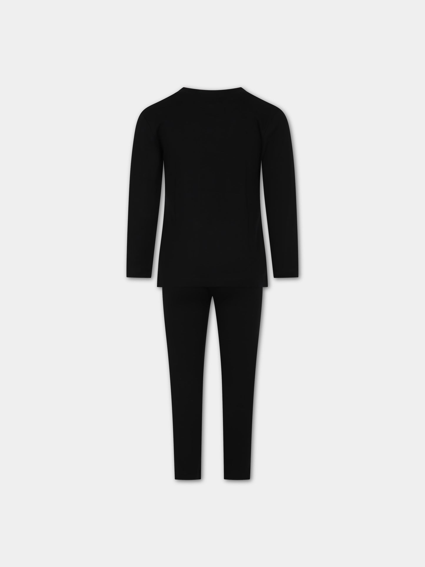 Completo nero per bambina con logo,Moschino Kids,HFK021 LBA11 60100