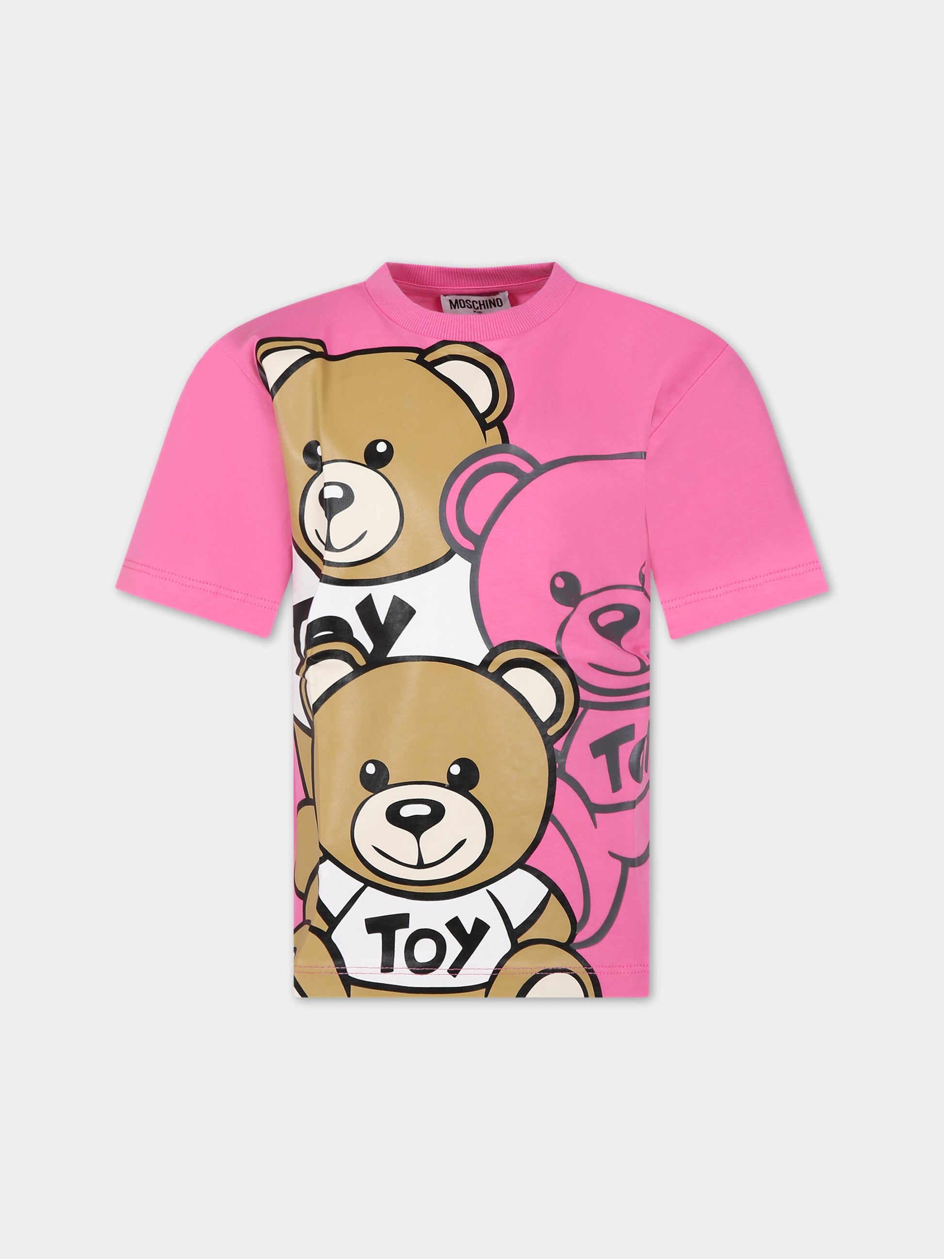 T-shirt fucsia per bambino con Teddy Bears,Moschino Kids,HQM03R LAA20 52458