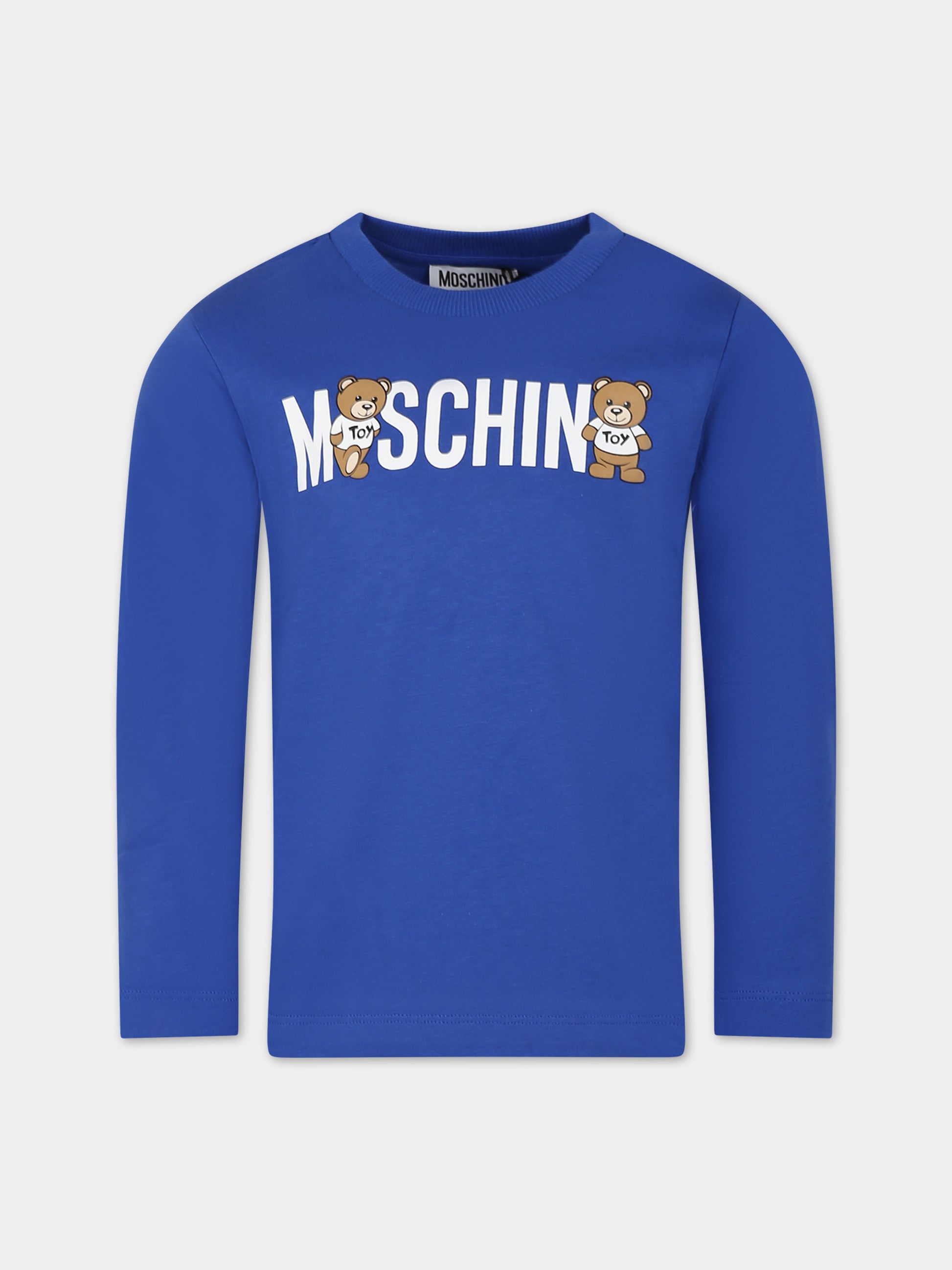 T-shirt blu per bambina con Teddy Bears,Moschino Kids,HUO00R LAA20 40457