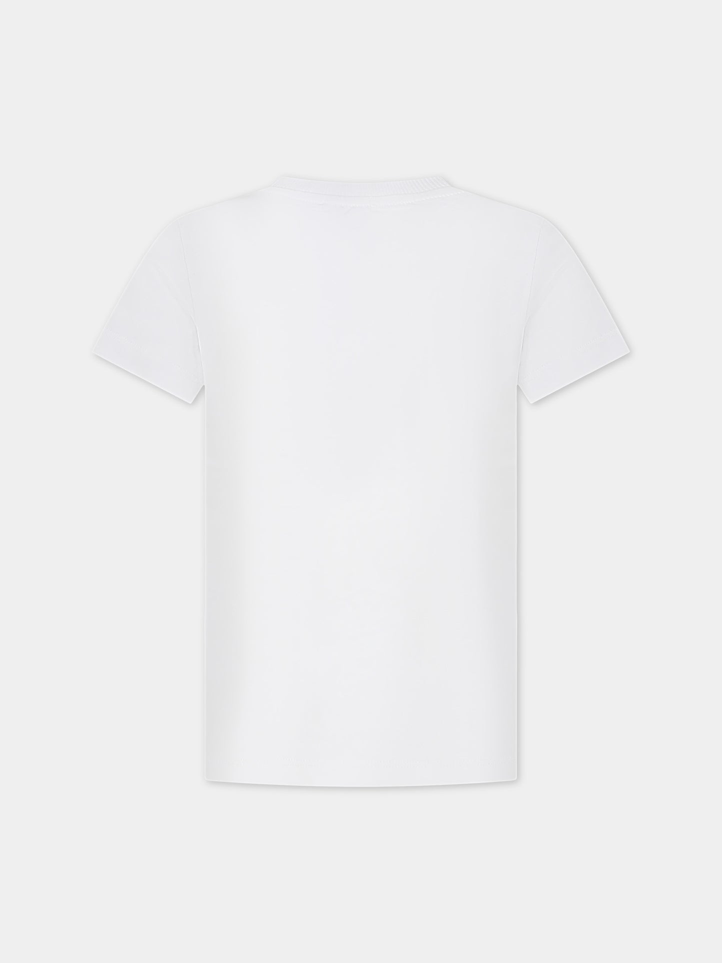 T-shirt bianca per bambini con Teddy Bear e logo,Moschino Kids,HWM03U LAA34 10101