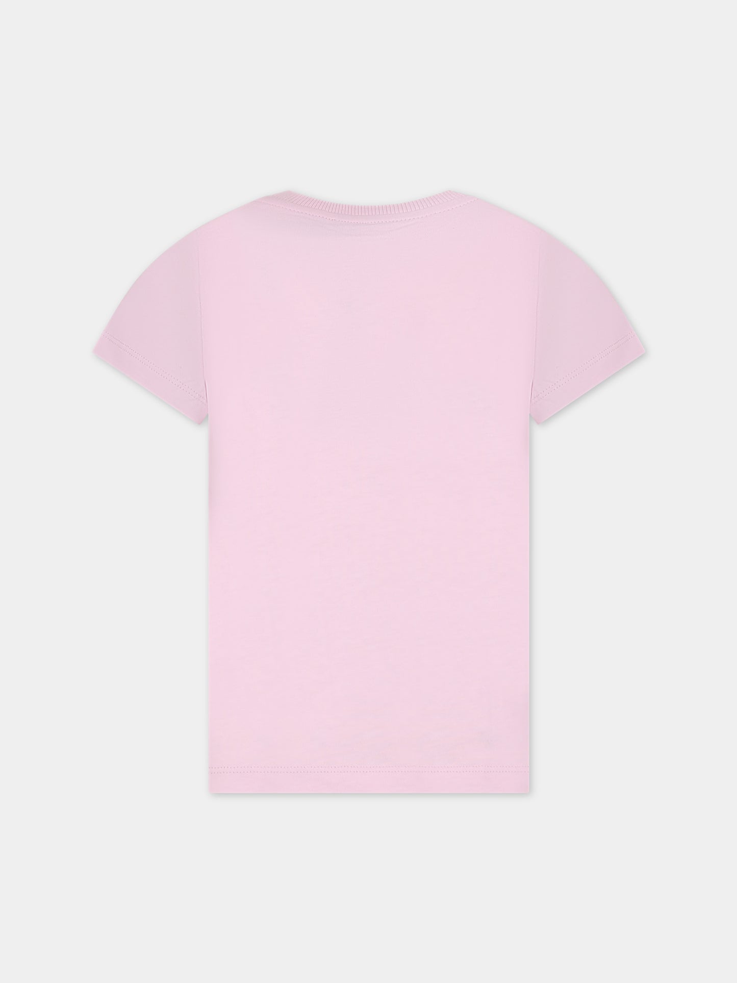 T-shirt rosa per bambina con Teddy Bear e logo,Moschino Kids,HZM03U LAA01 51684