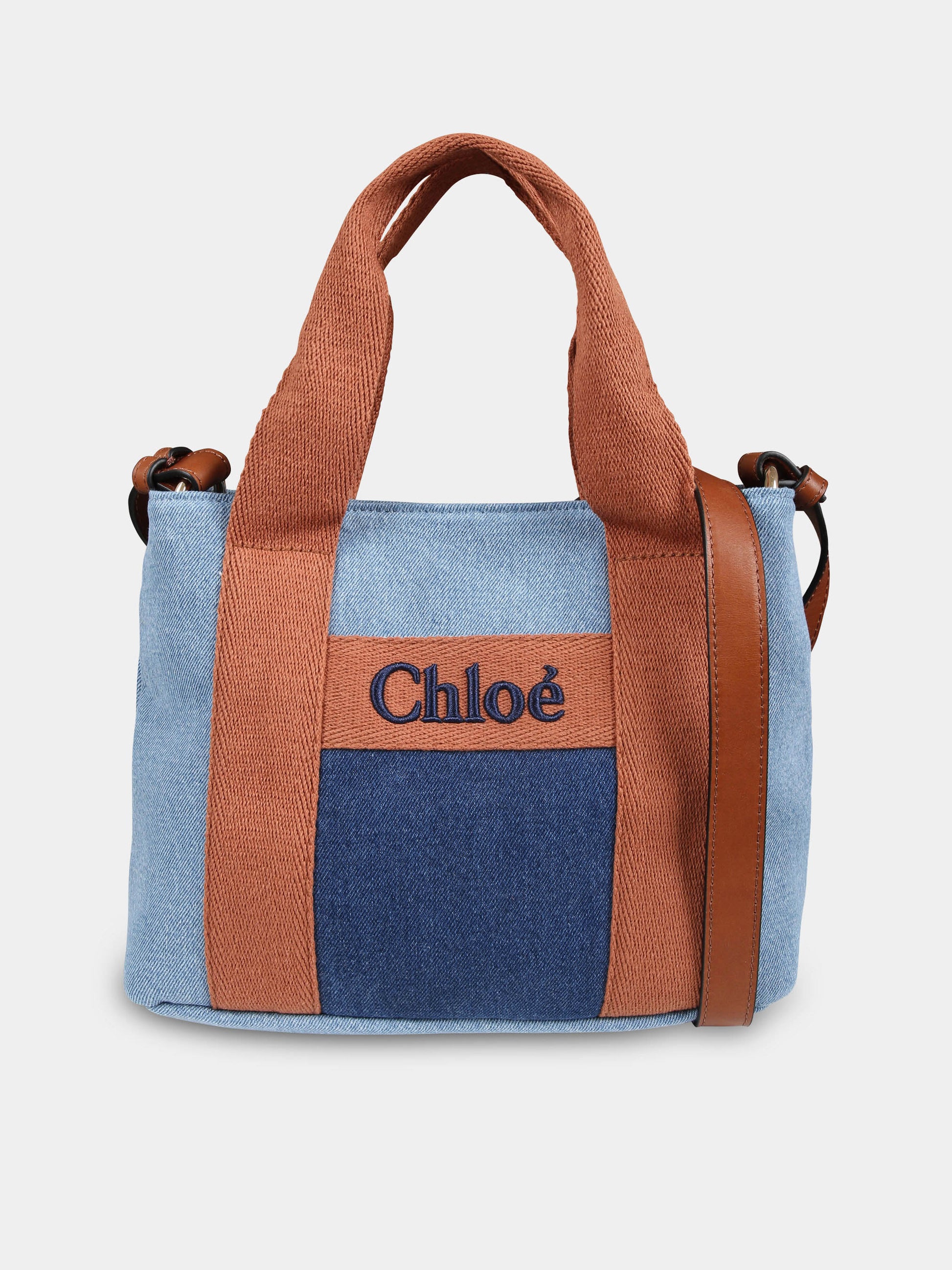 Borsa blu per bambina con logo,Chloé Kids,C20355 Z10