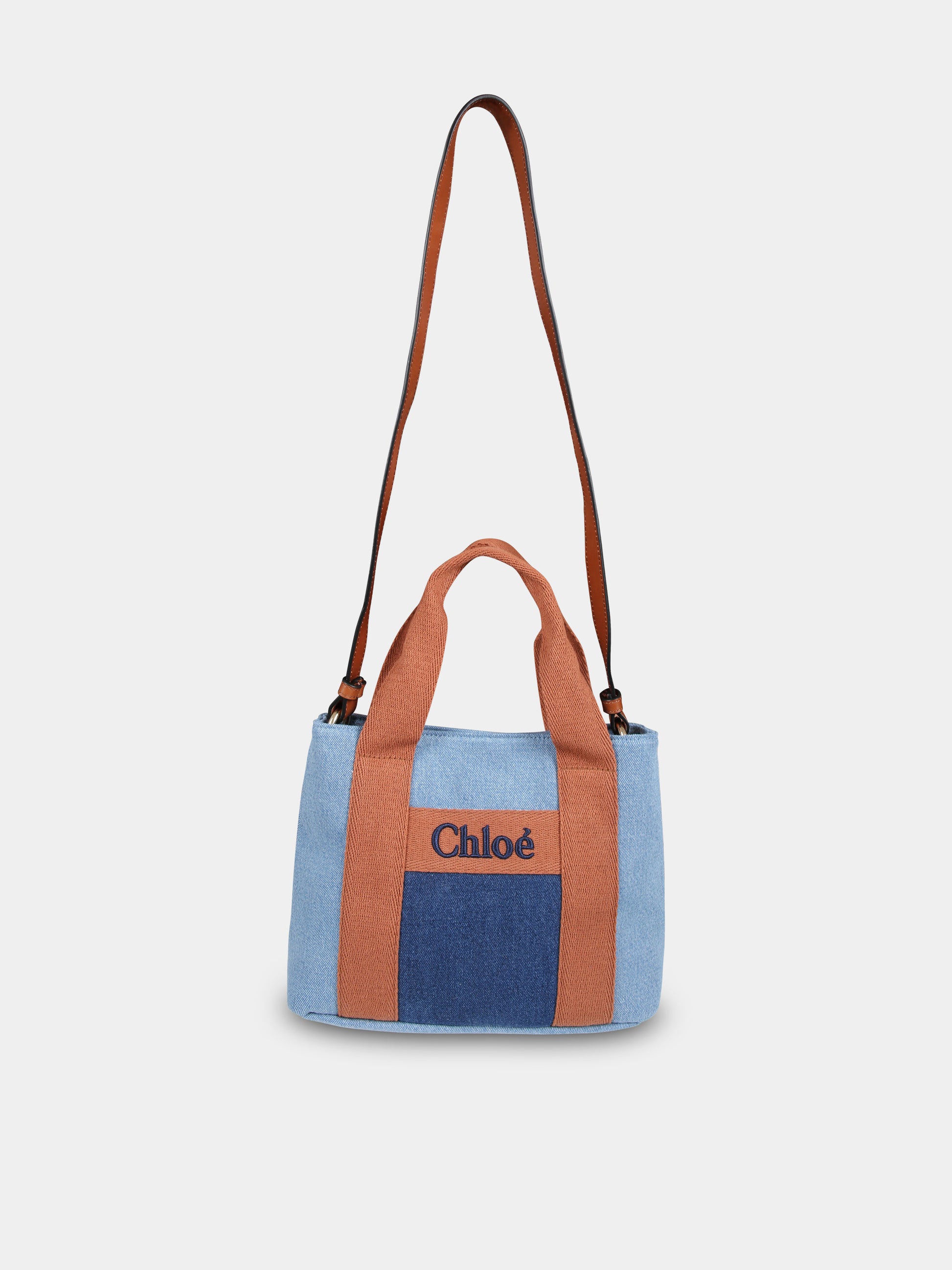 Borsa blu per bambina con logo,Chloé Kids,C20355 Z10