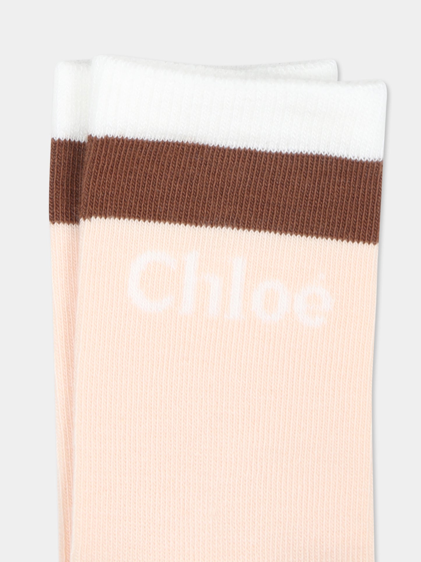 Calzini rosa per bambina con logo,Chloé Kids,C20279 45K