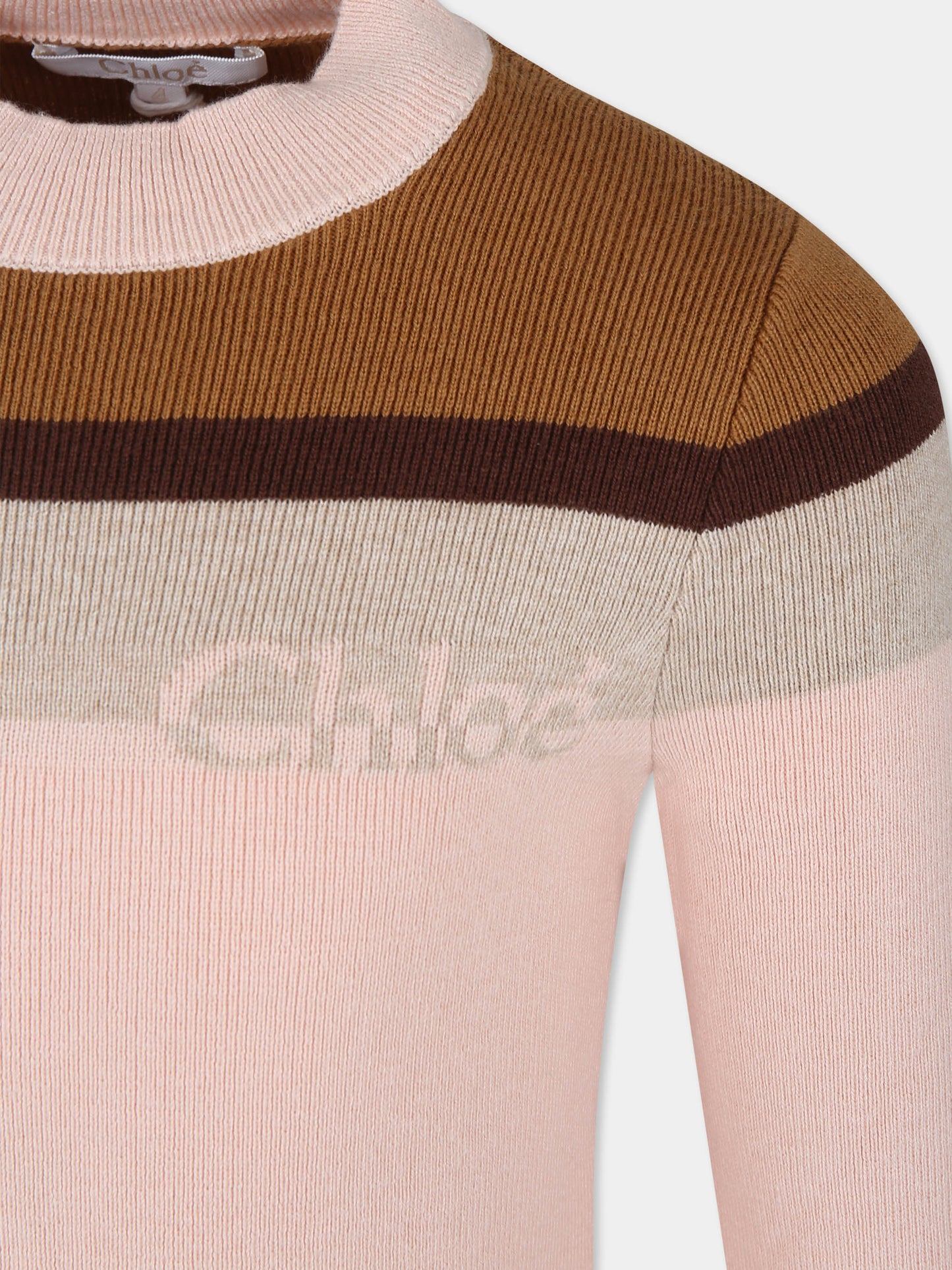 Dolcevita rosa per bambina con logo,Chloé Kids,C20396 45K