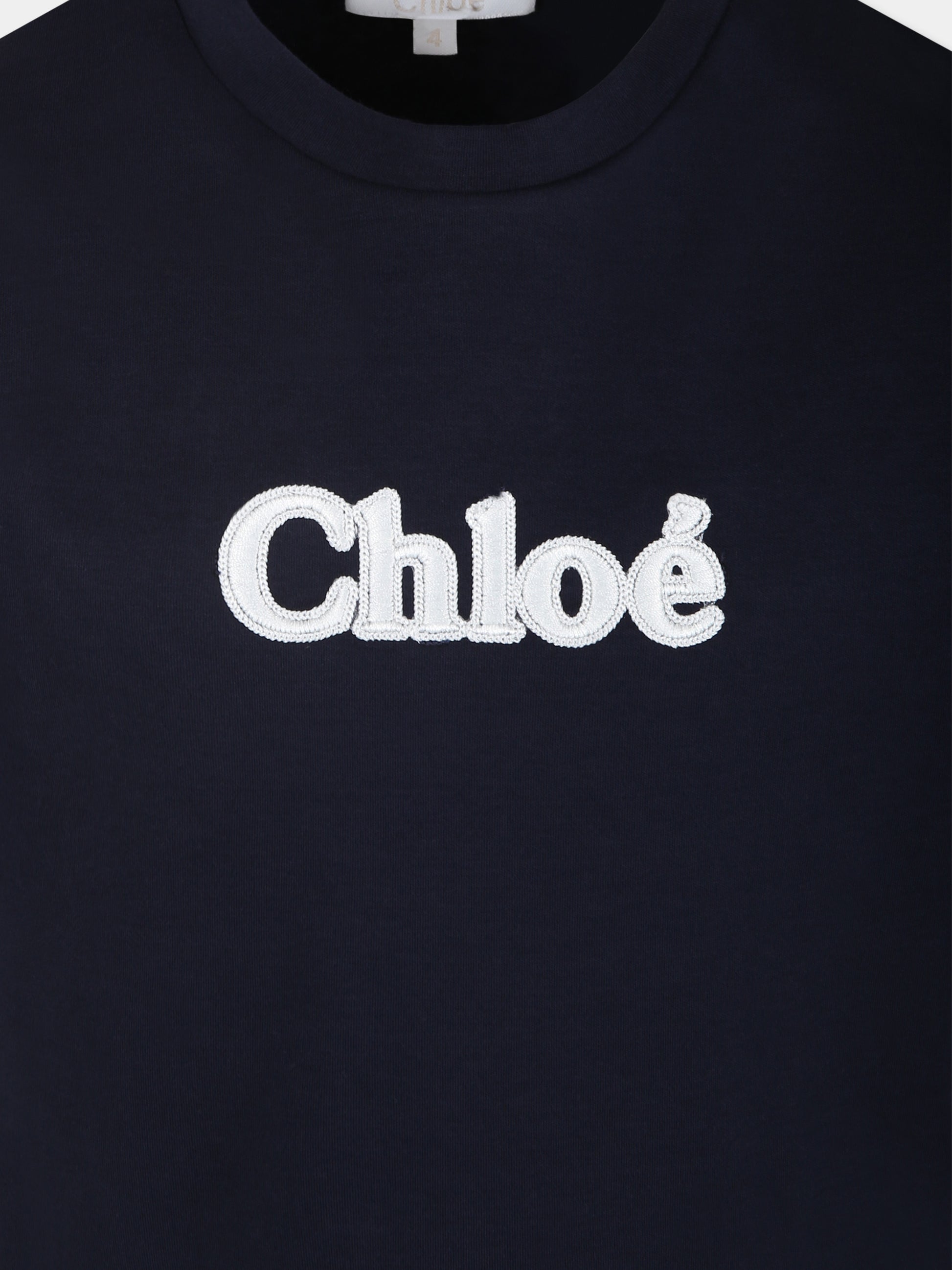 T-shirt blu per bambina con logo,Chloé Kids,C20366 859