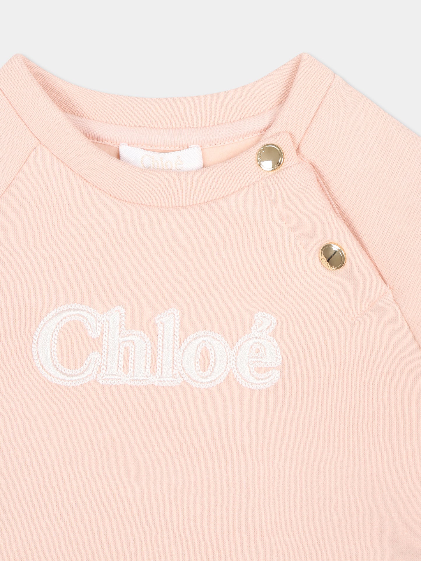 Felpa rosa per neonata con logo,Chloé Kids,C20243 45K