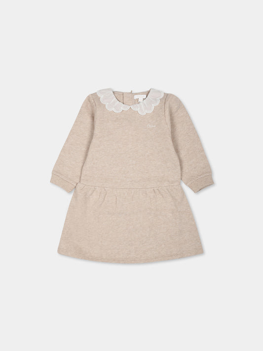 Vestito beige per neonata con logo,Chloé Kids,C20295 C03