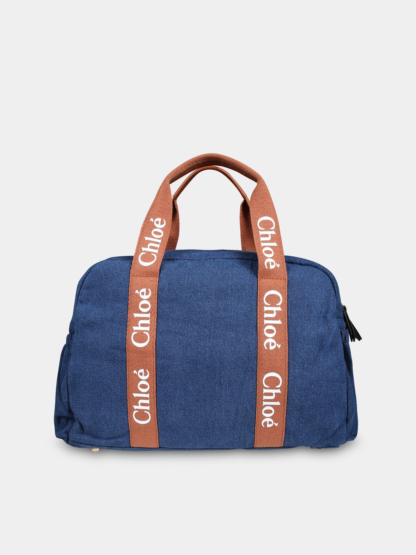 Borsa mamma blu per neonati con logo,Chloé Kids,C20376 Z10