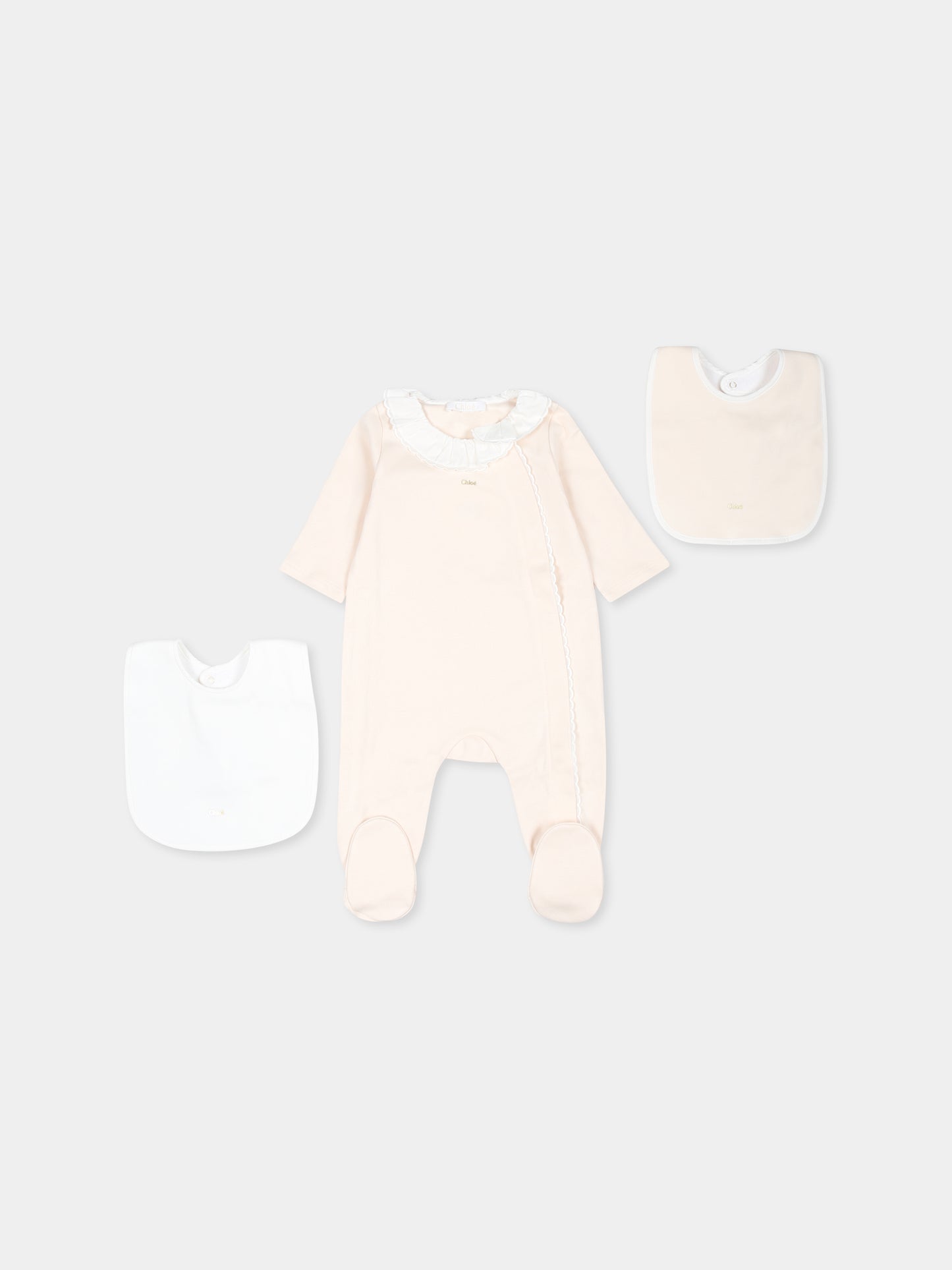 Set tutina rosa per neonata con logo,Chloé Kids,C20325 440