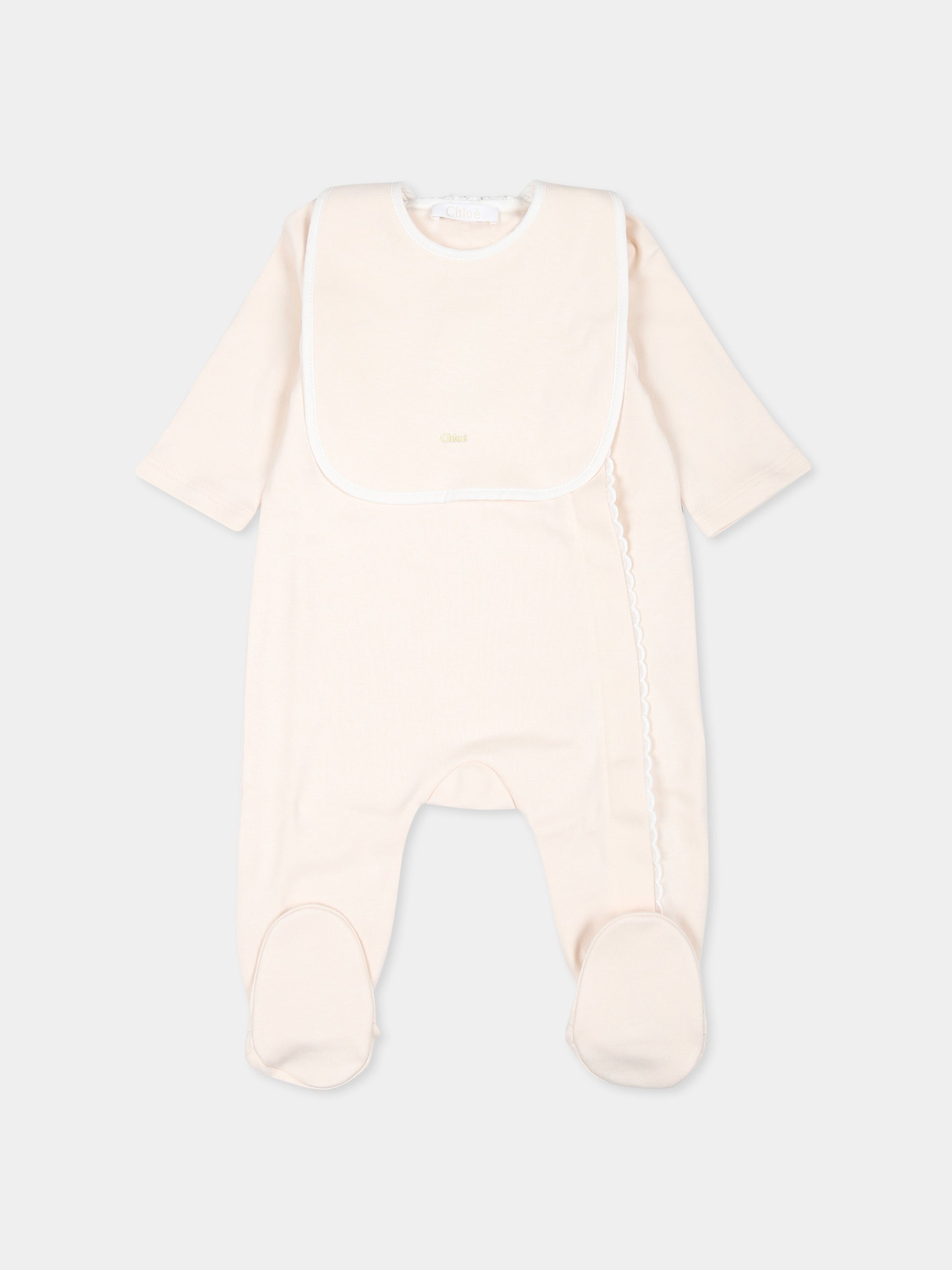 Set tutina rosa per neonata con logo,Chloé Kids,C20325 440