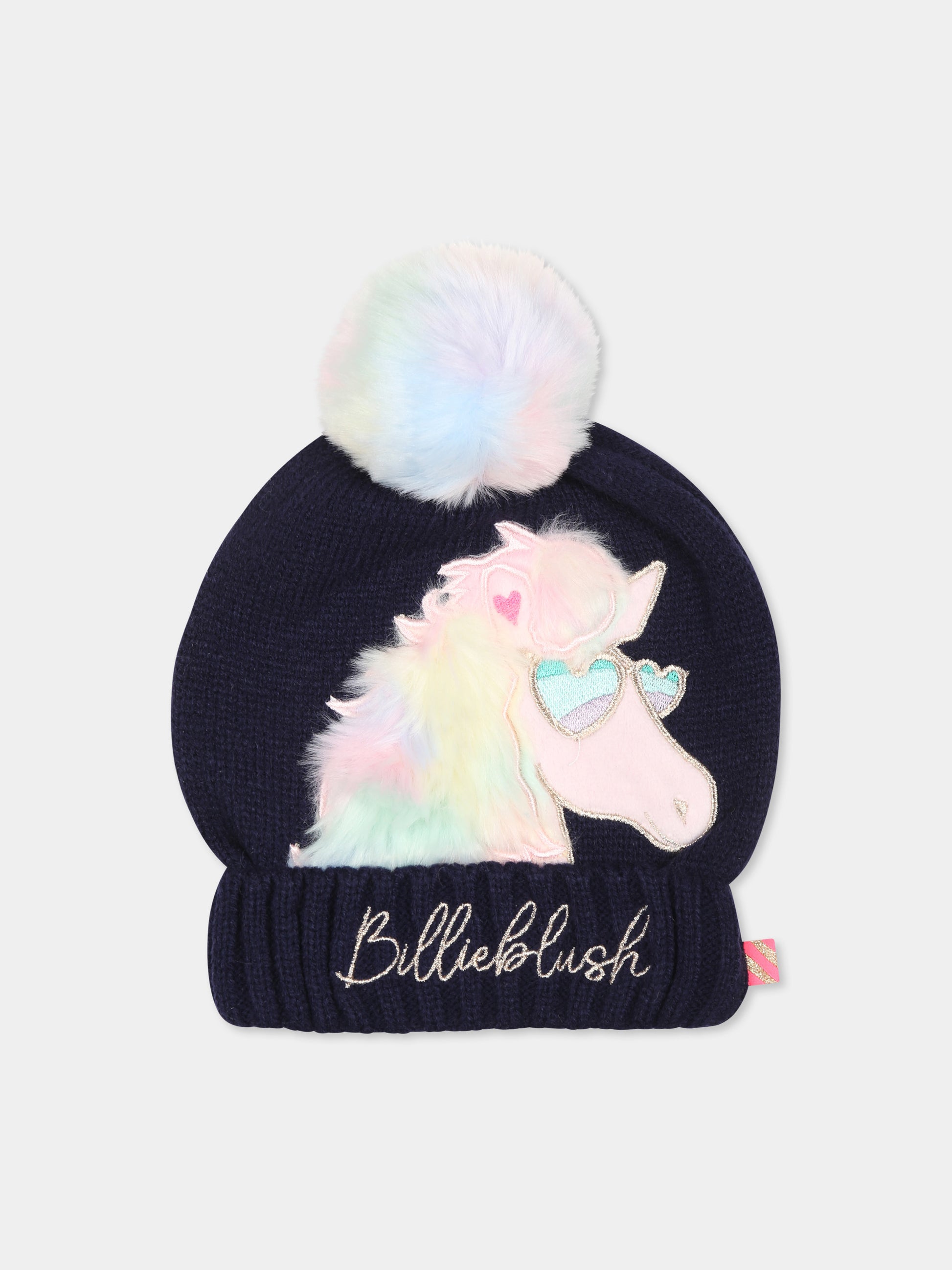 Berretto blu per bambina con unicorno,Billieblush,U20606 85T