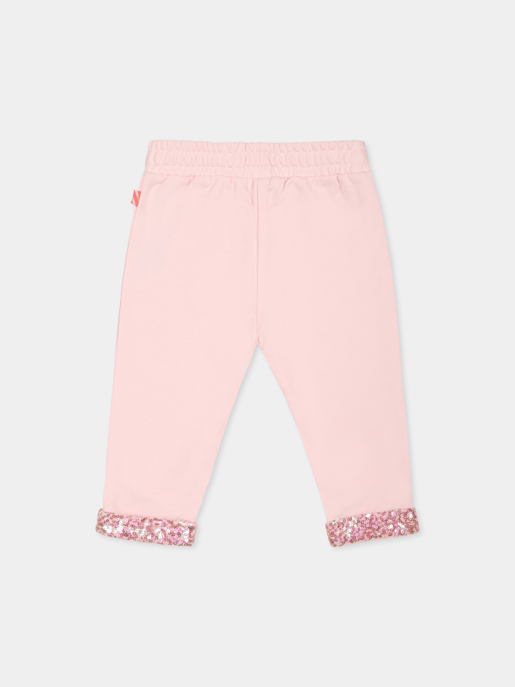 Pantaloni rosa per neonata con paillettes,Billieblush,U20533 44L