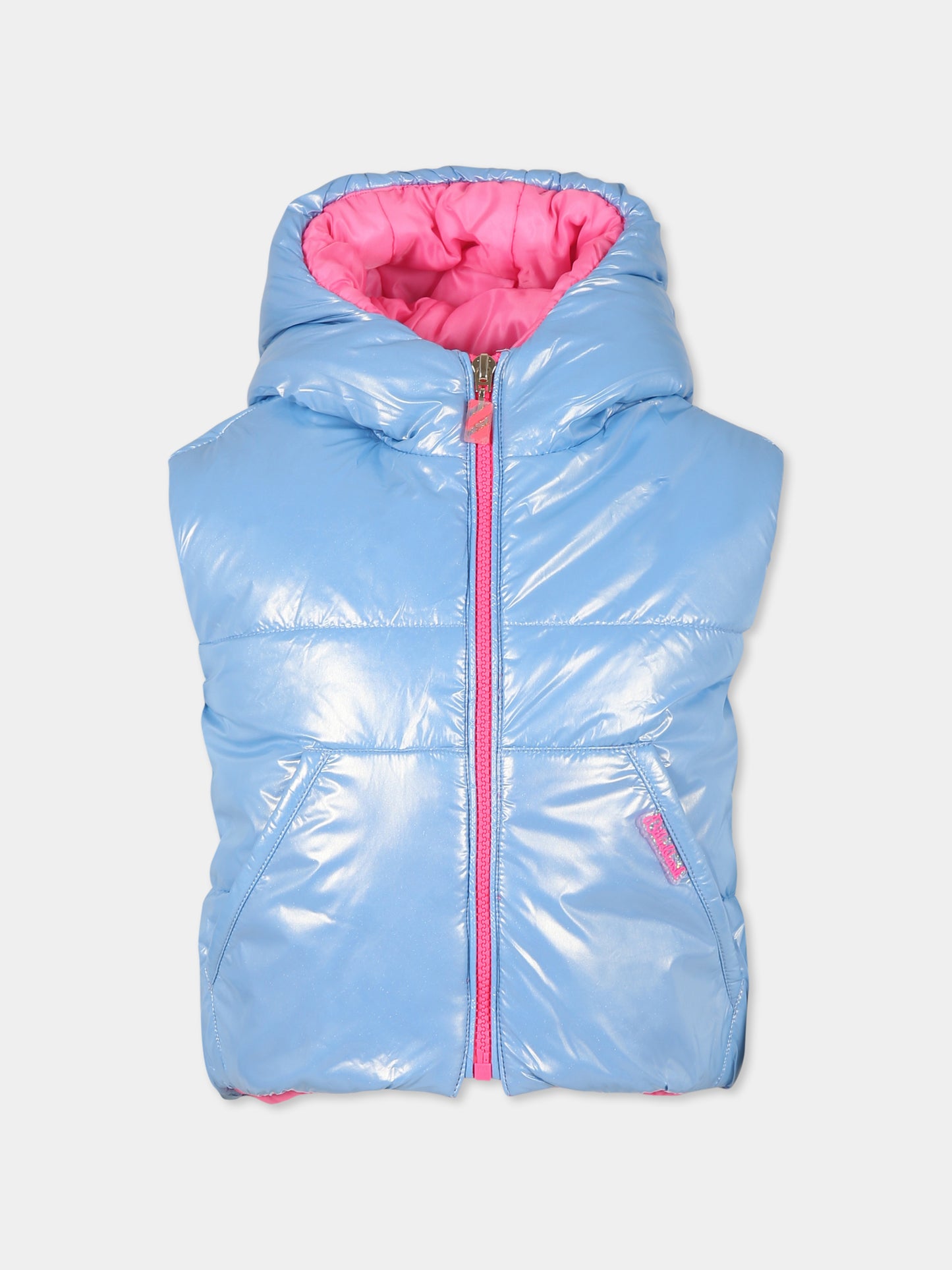 Gilet celeste per bambina con logo,Billieblush,U20518 80R