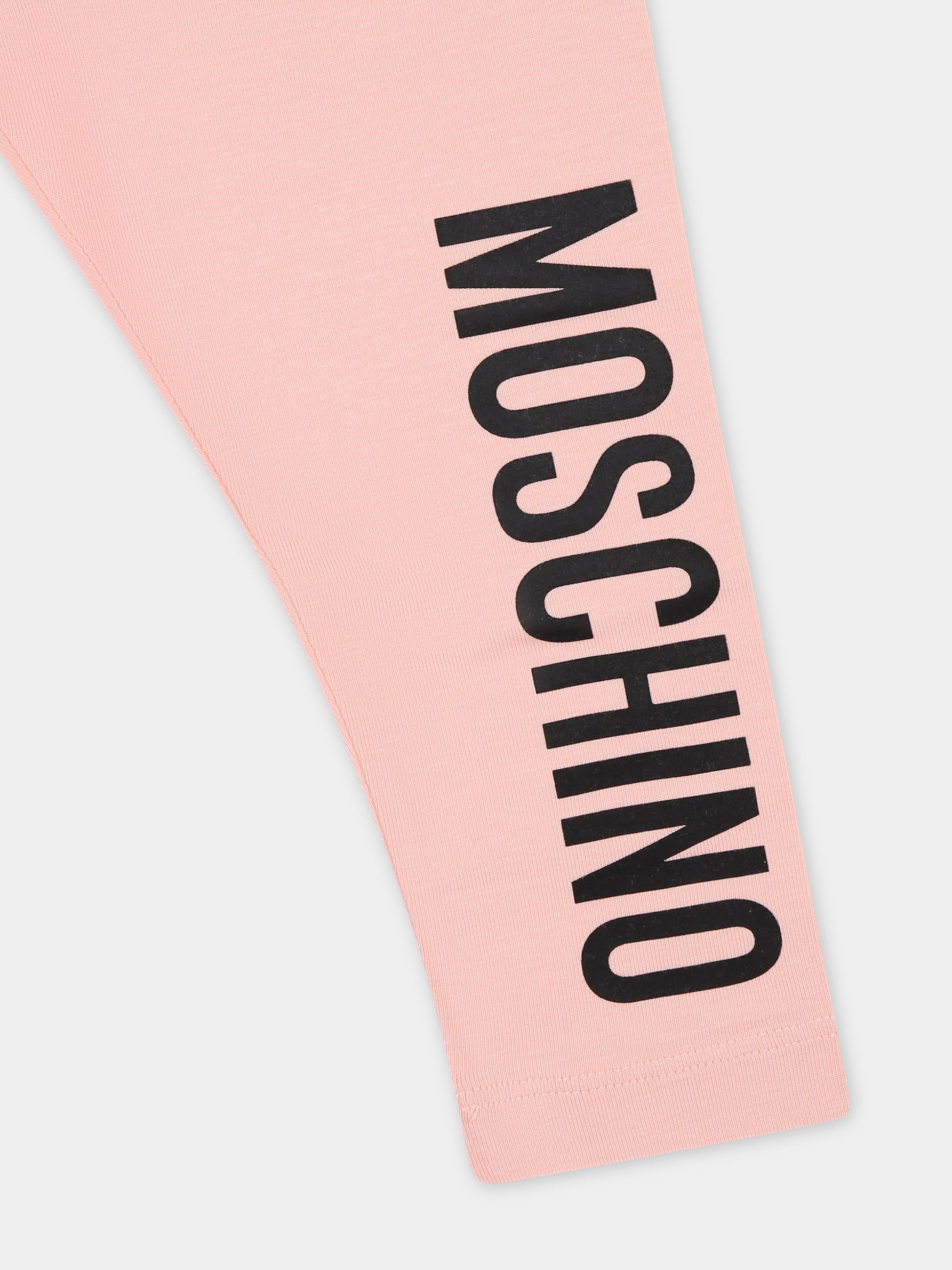 Leggings rosa per neonata con logo,Moschino Kids,M3P02N LBA11 50209