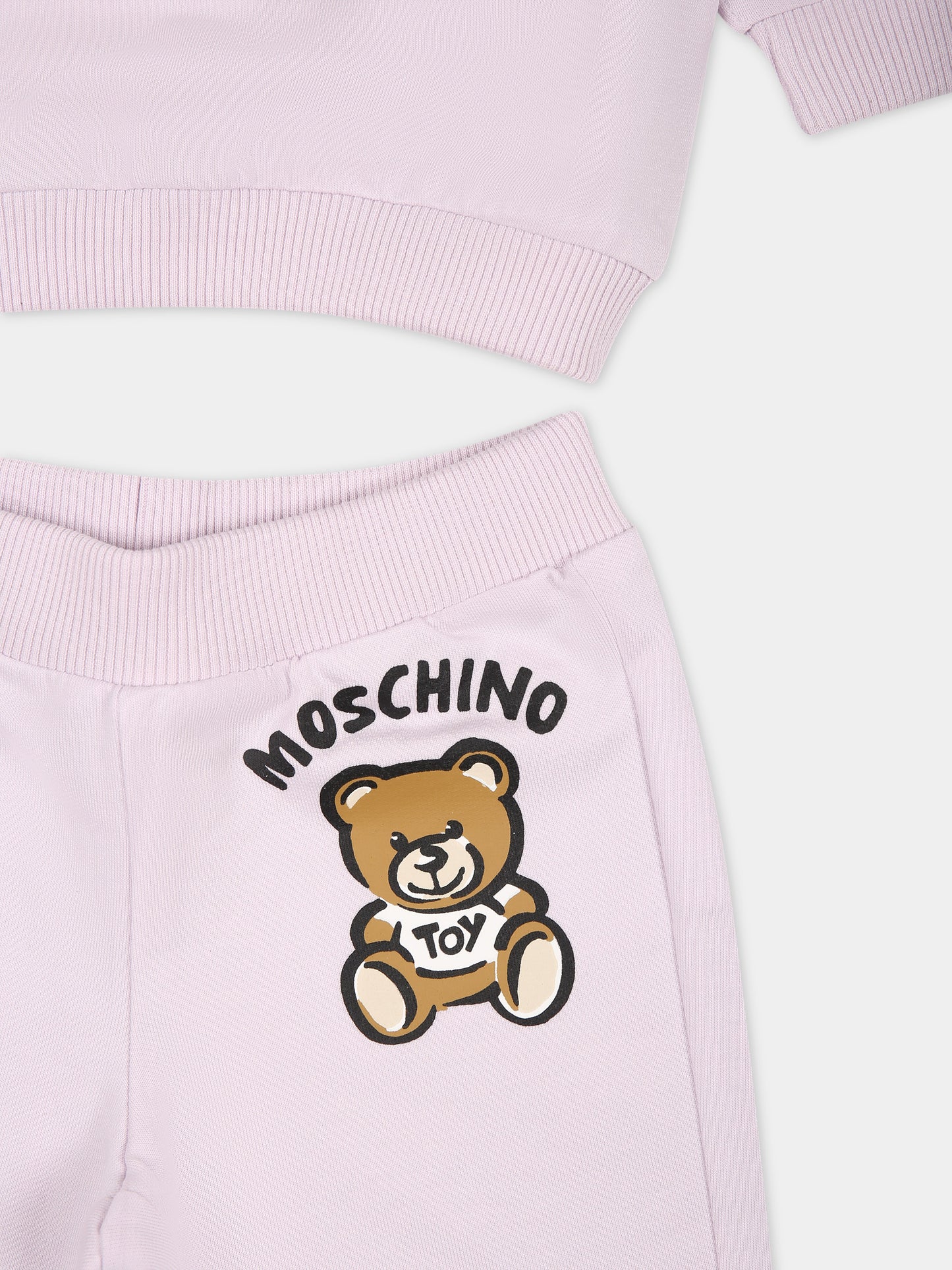 Completo rosa per neonati con Teddy Bear e logo,Moschino Kids,MRK02P LCA63 51115