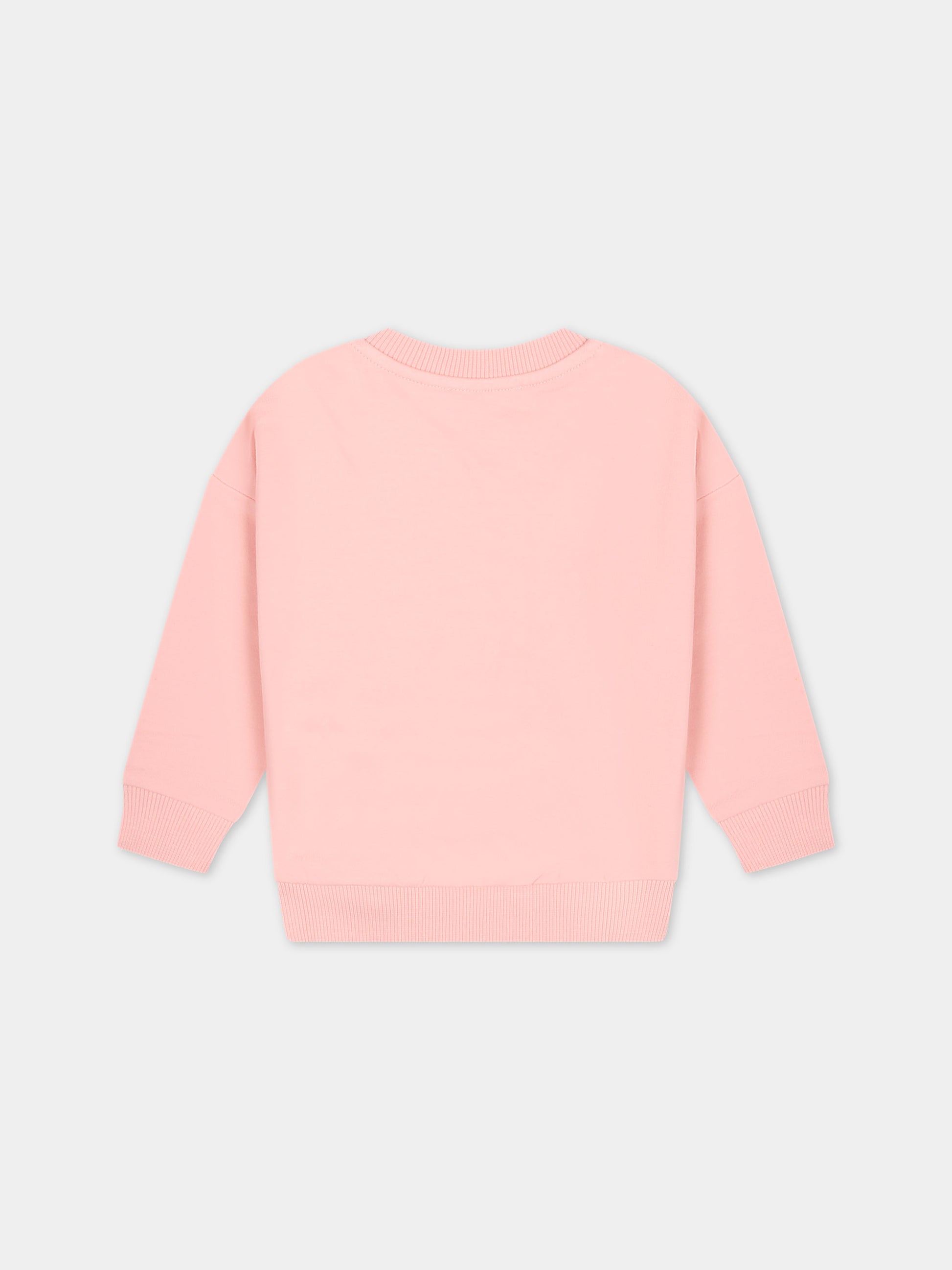 Felpa rosa per neonata con Teddy Bear e logo,Moschino Kids,MUF04X LDA17 50209