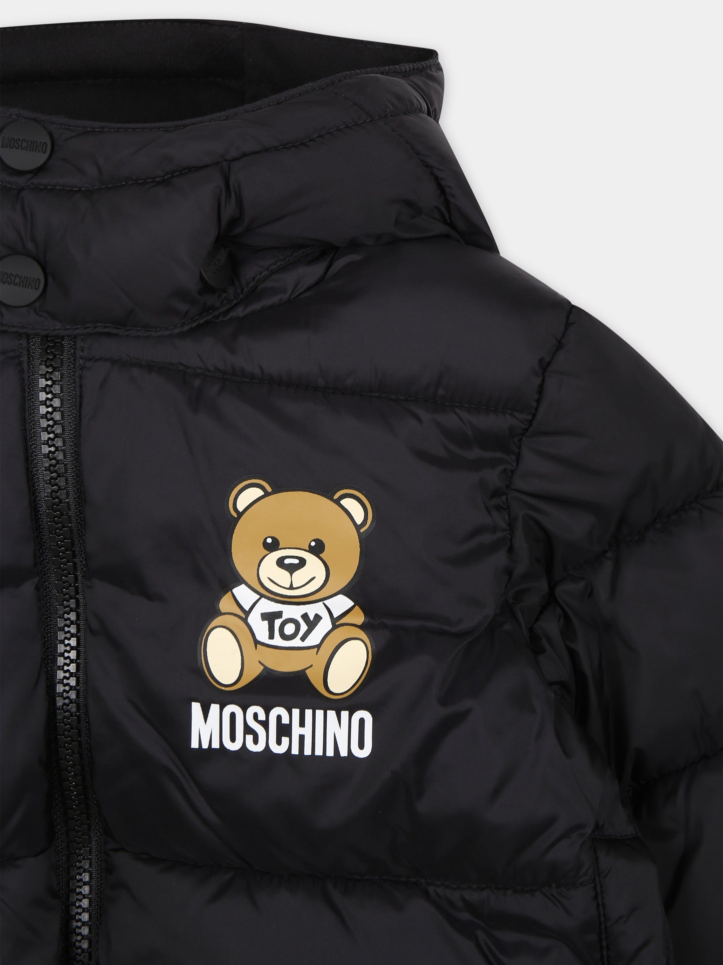 Piumino nero per neonati con Teddy Bear e logo,Moschino Kids,MUS02F L3A22 60100